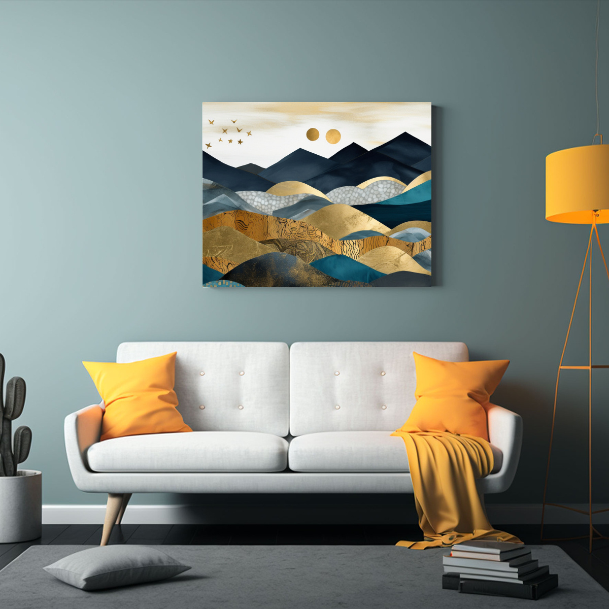 PINTURA DECORATIVA DE PAISAJE MONTAÑOSO EN TONOS 120X80 CM - 2