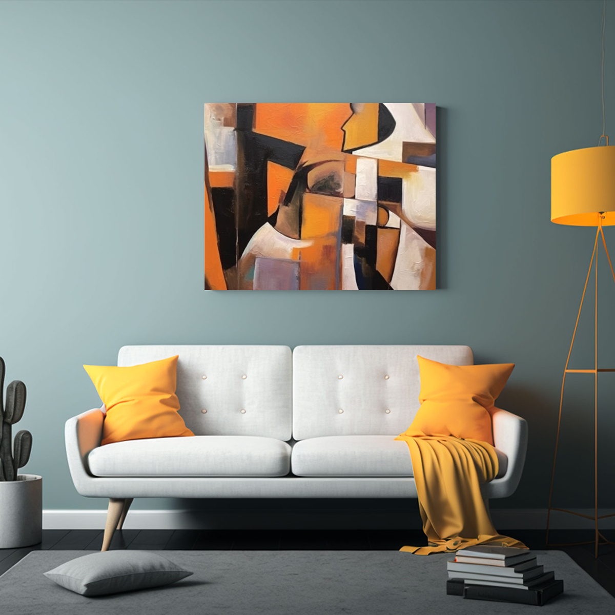 PINTURA GEOMÉTRICA DE FIGURA IMPRESIONISTA EN 40X30 CM - 2