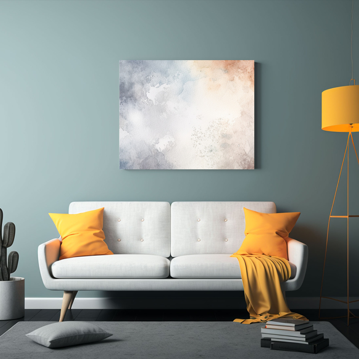 CUADRO EN BASTIDOR VINTAGE CON FONDO DE ACUARELA 60X40 CM - 2