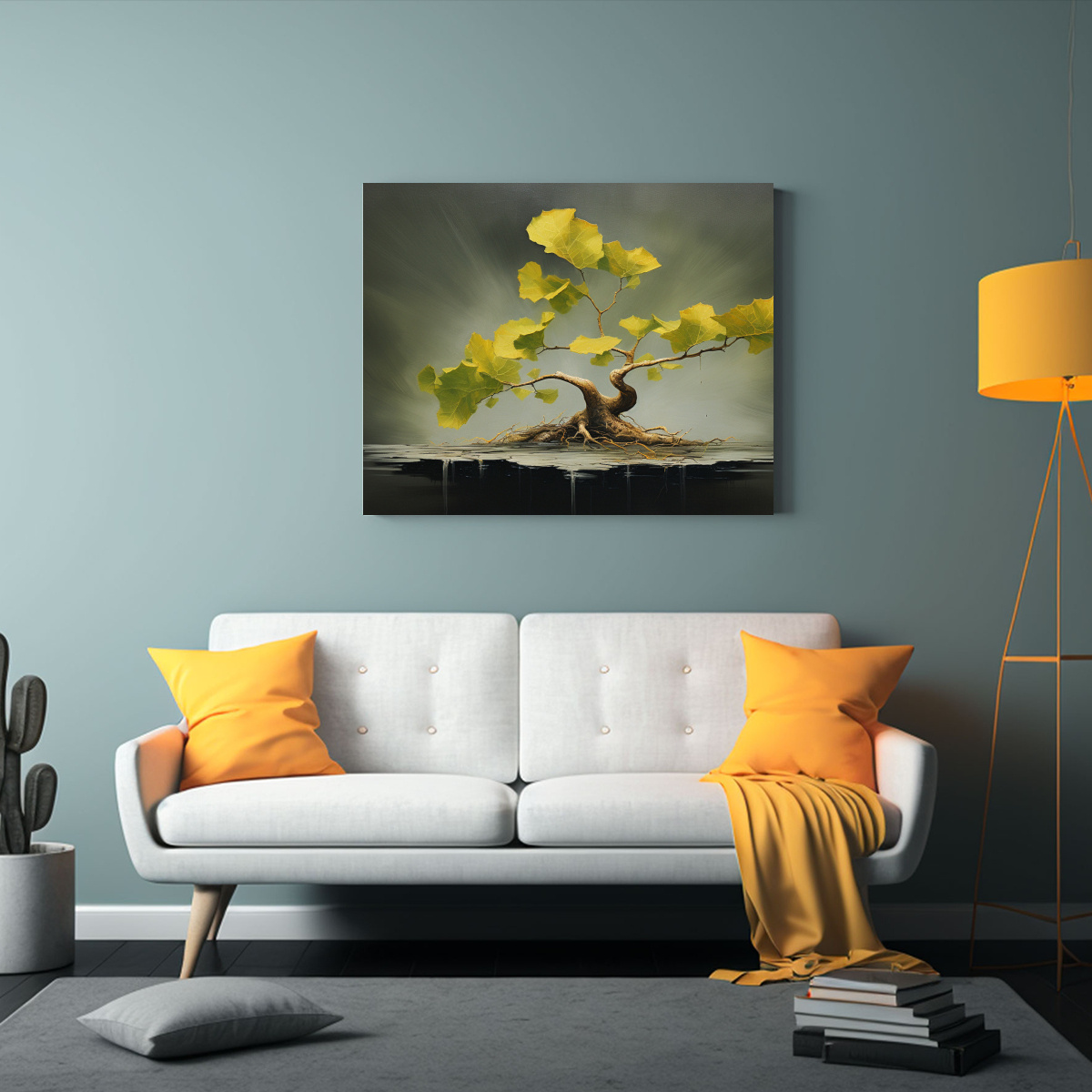 CUADRO EN BASTIDOR GINKGO BILOBA ÁRBOL BONSÁI 30X20 CM - 2
