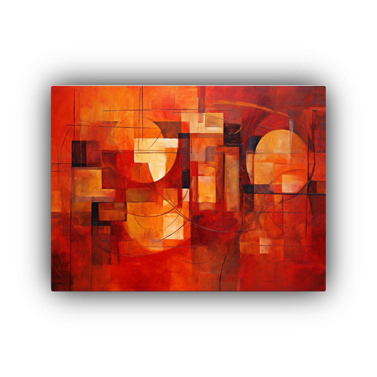 CUADRO ABSTRACTO MODERNO EN ROJO SOBRE BASTIDOR 60X40 CM - 1