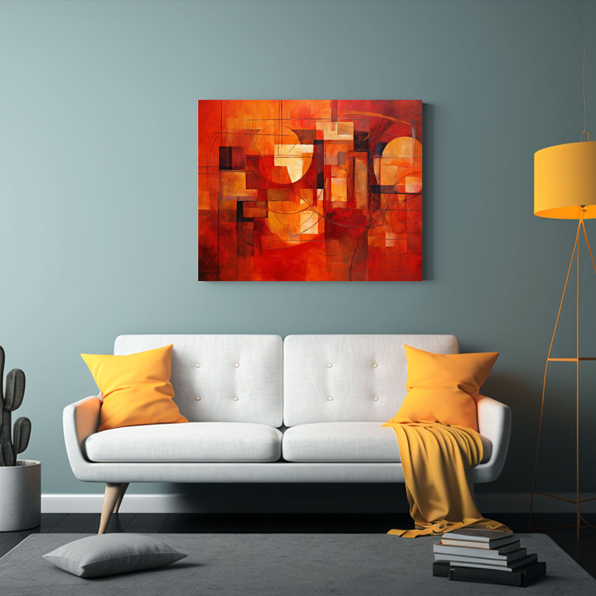 CUADRO ABSTRACTO MODERNO EN ROJO SOBRE BASTIDOR 60X40 CM - 2