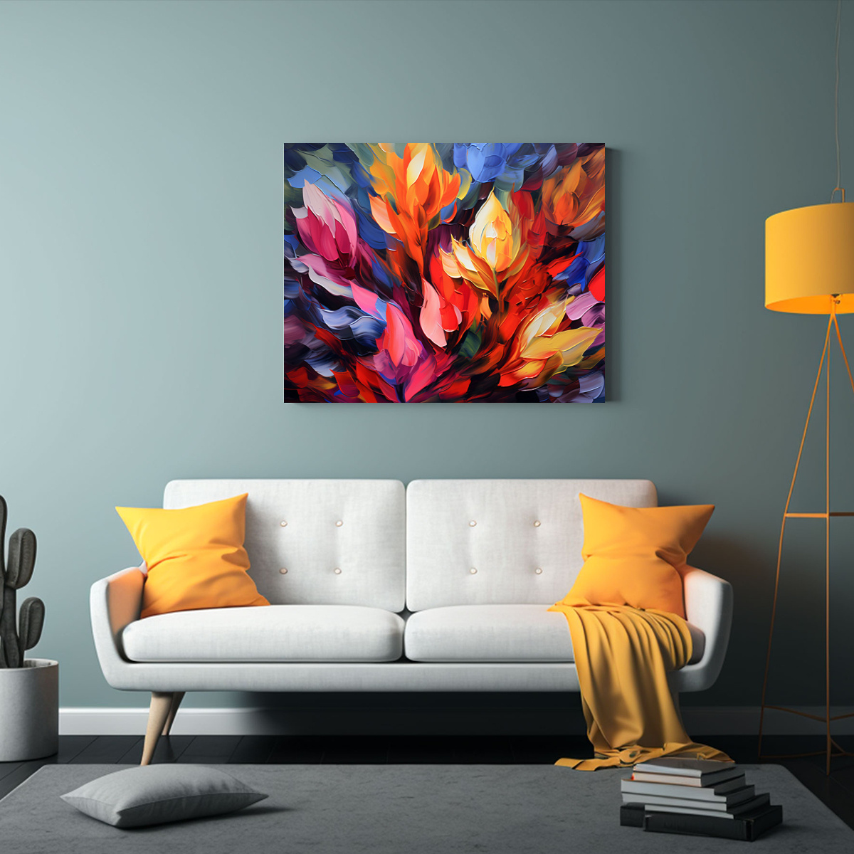CUADRO FLORAL ABSTRACTO PARA DECORACIÓN DE 75X50 CM - 2