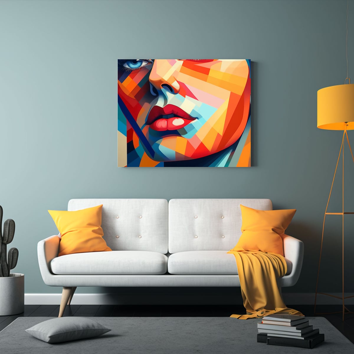 CUADRO DECORATIVO ROSTRO GEOMÉTRICO 45X30 CM - 2