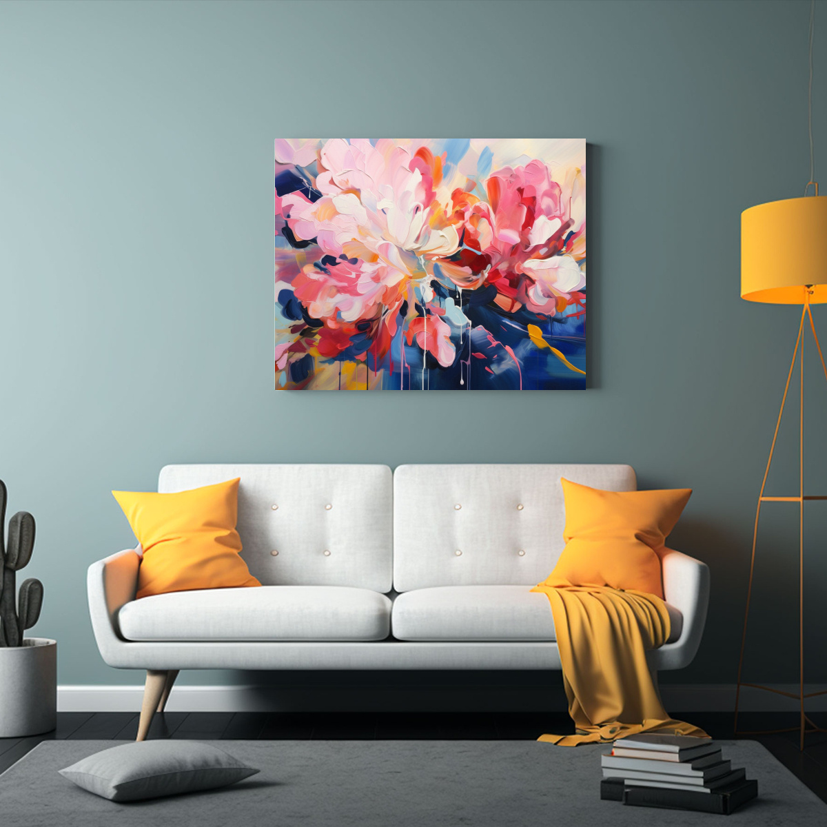 CUADRO DECORATIVO DE ARTE FLORAL EN ÓLEO SOBRE 60X40 CM - 2