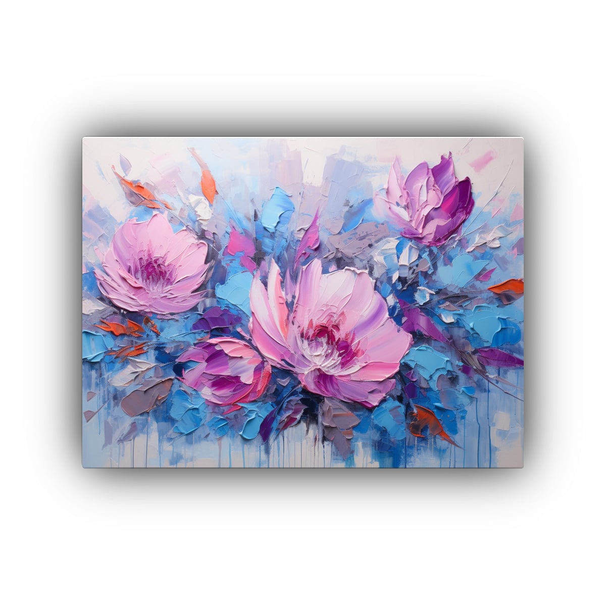 CUADRO COMPOSICIÓN COLORIDA FLORES ROSAS Y 65X50 CM - 1