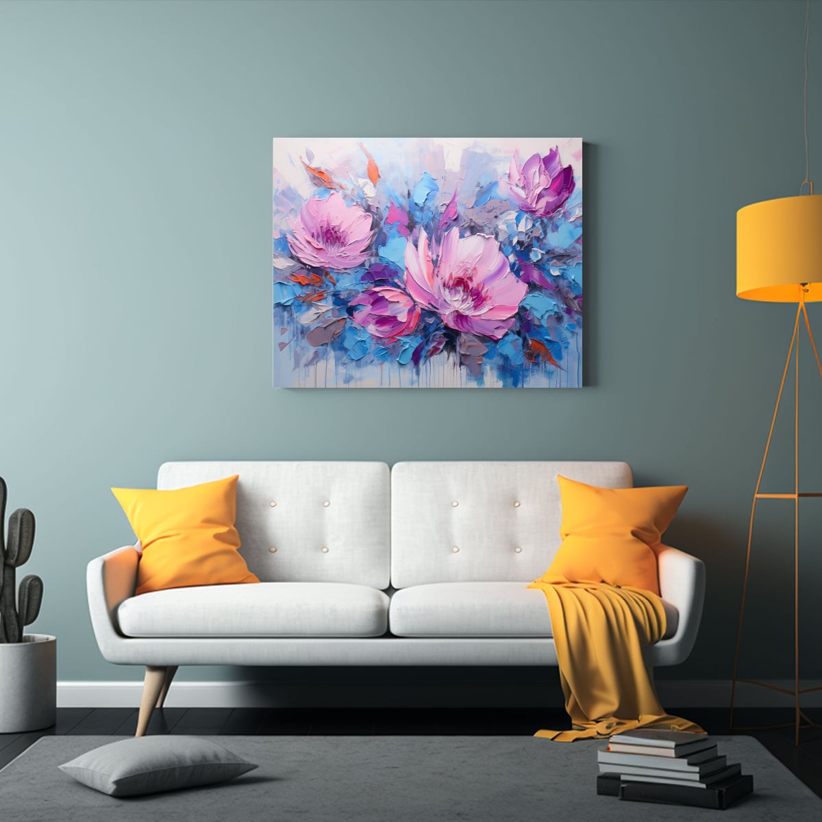 CUADRO COMPOSICIÓN COLORIDA FLORES ROSAS Y 65X50 CM - 2