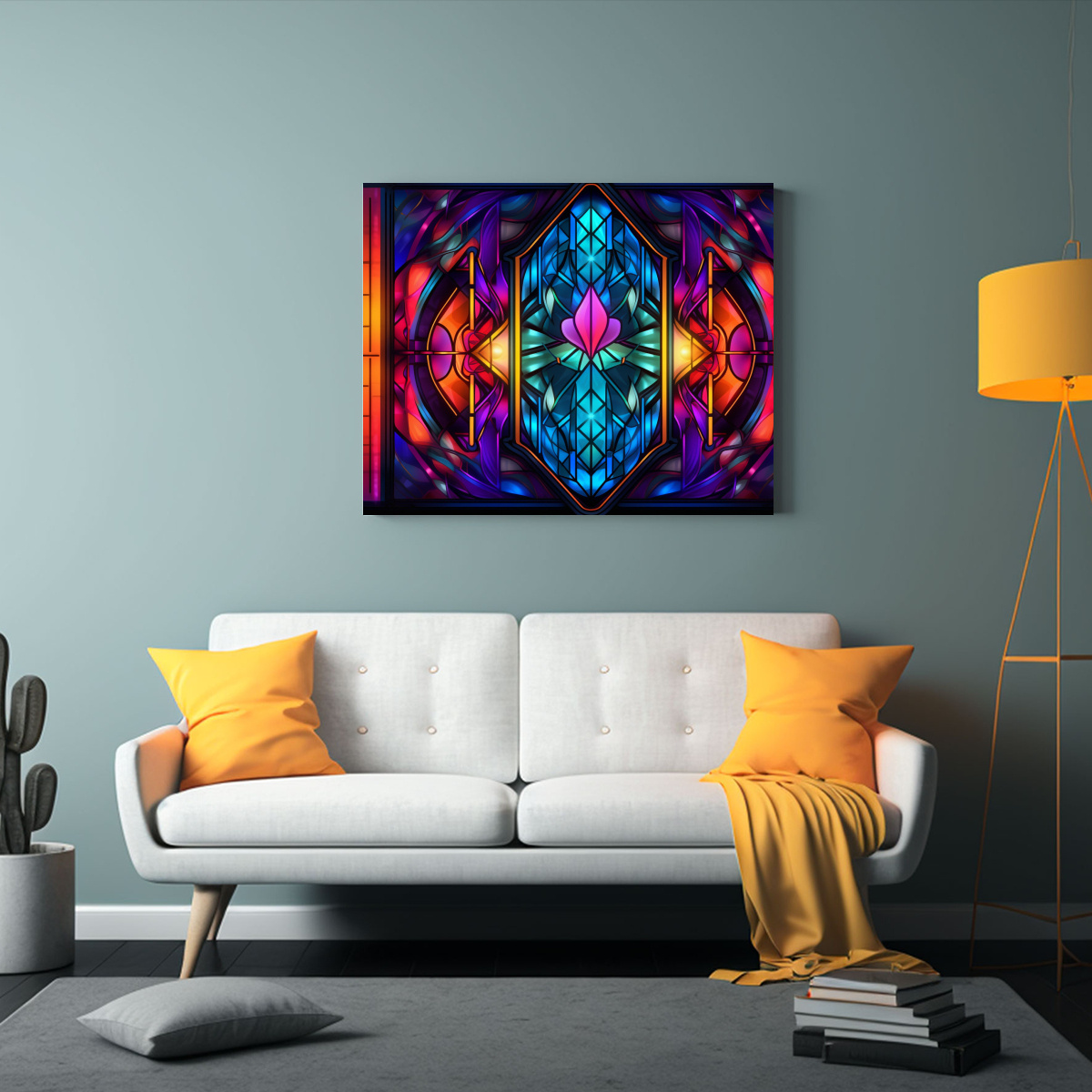 CUADROS DE TELA BIOLUMINISCENTE PERLA FUTURISTA 90X60 CM - 2