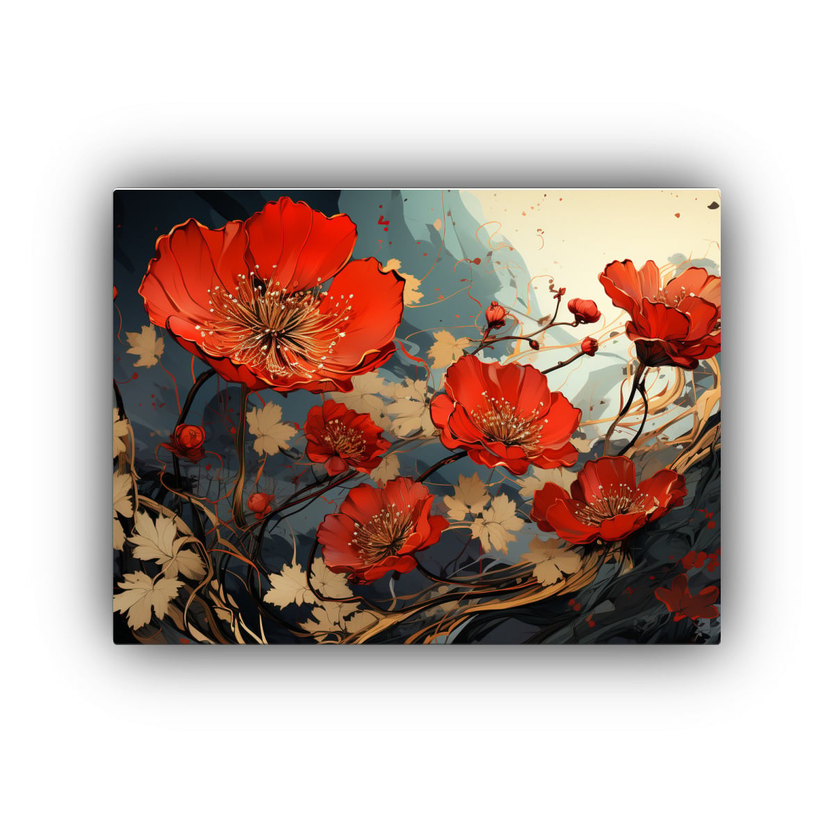 PINTURAS DECORATIVAS DE MARIGOLD HERBS EN ROJO Y 45X30 CM - 1