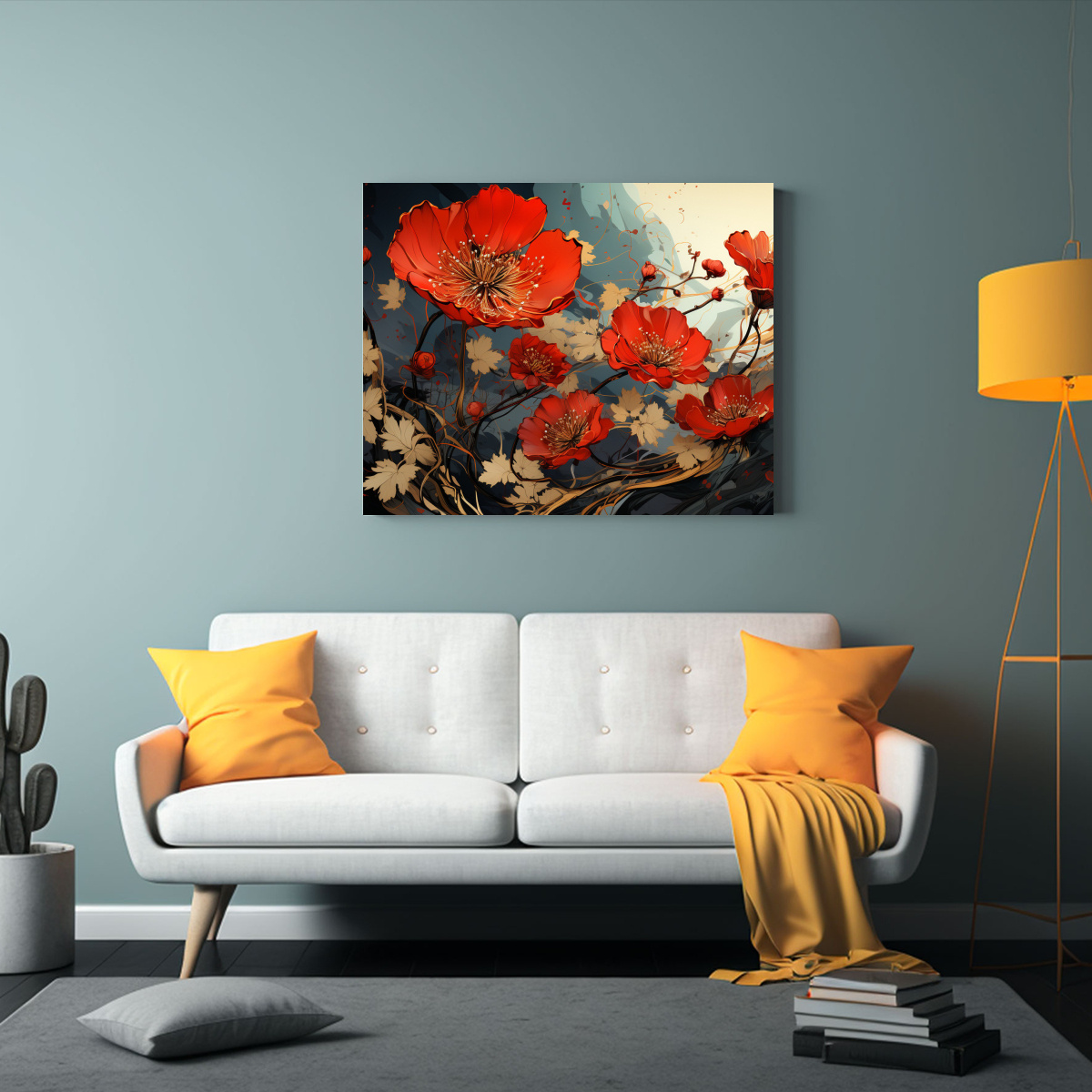 PINTURAS DECORATIVAS DE MARIGOLD HERBS EN ROJO Y 45X30 CM - 2
