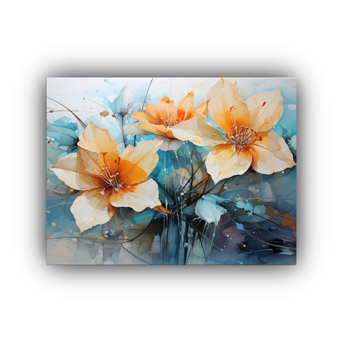 CUADRO ABSTRACTA DE INTERIORES CON FLORES 120X80 CM - 1