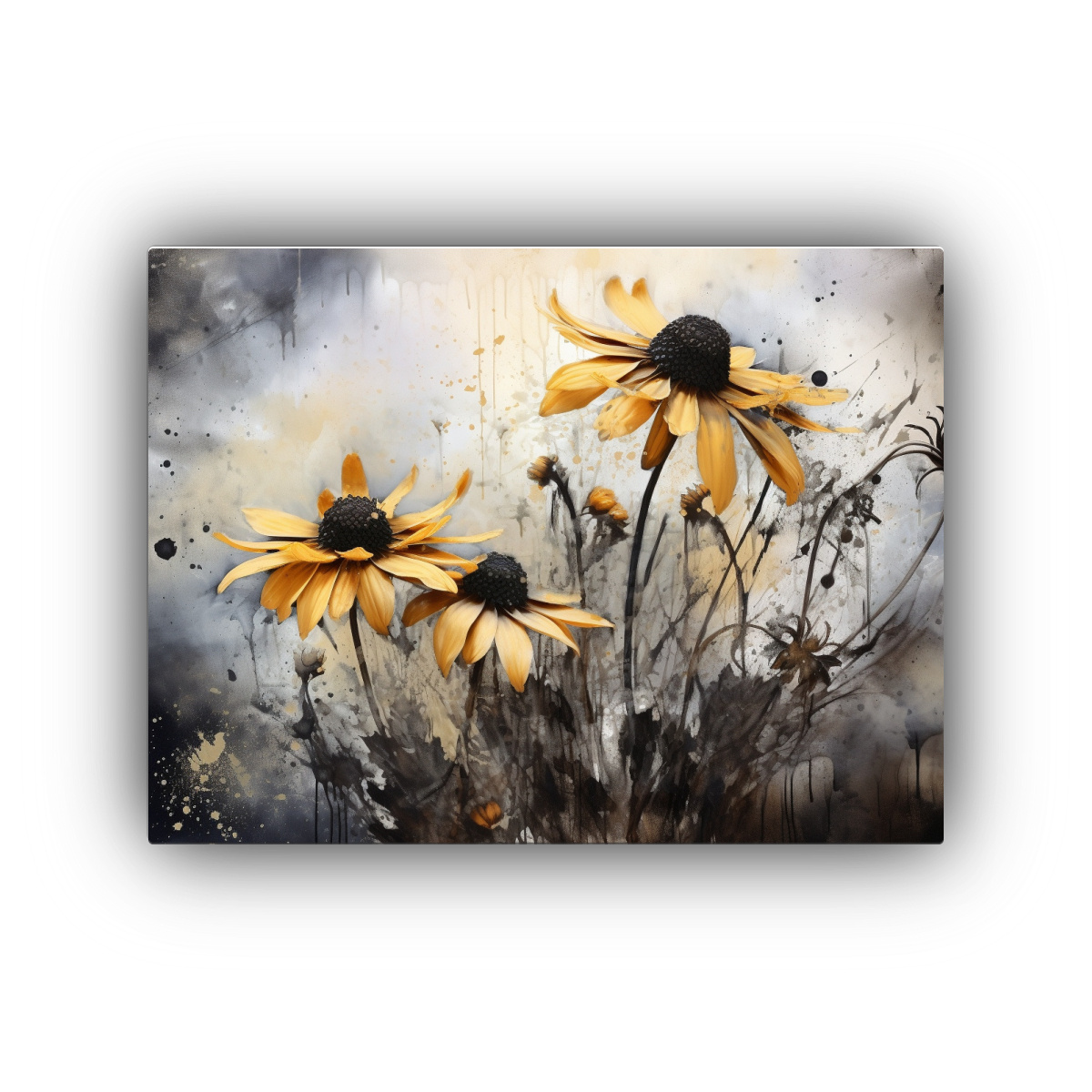 PINTURAS ABSTRACTAS EN NEGRO PARA DECORACIÓN CON 50X40 CM - 1
