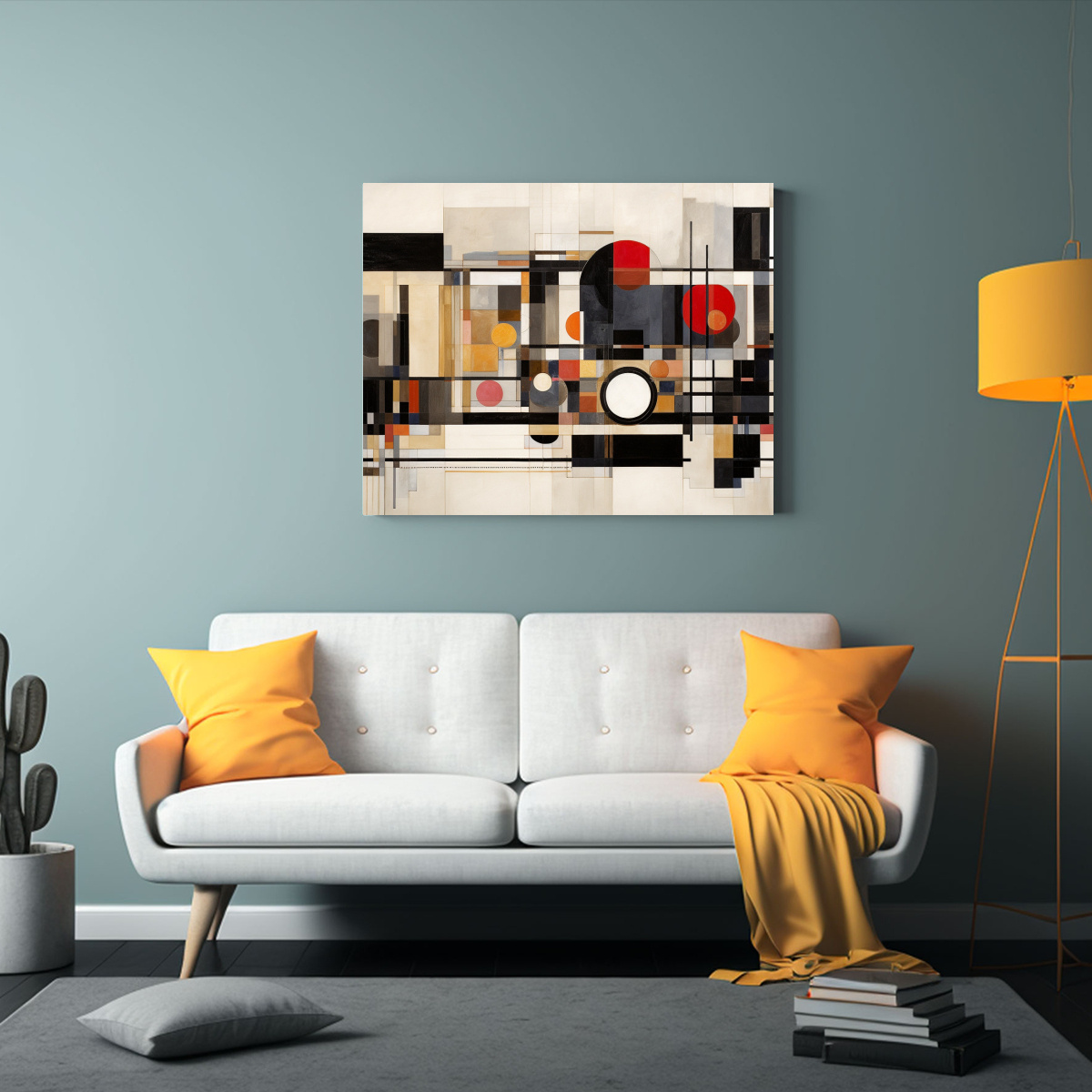 CUADRO MURAL AL ESTILO DE PIET MONDRIAN: DISEÑO 65X50 CM - 2