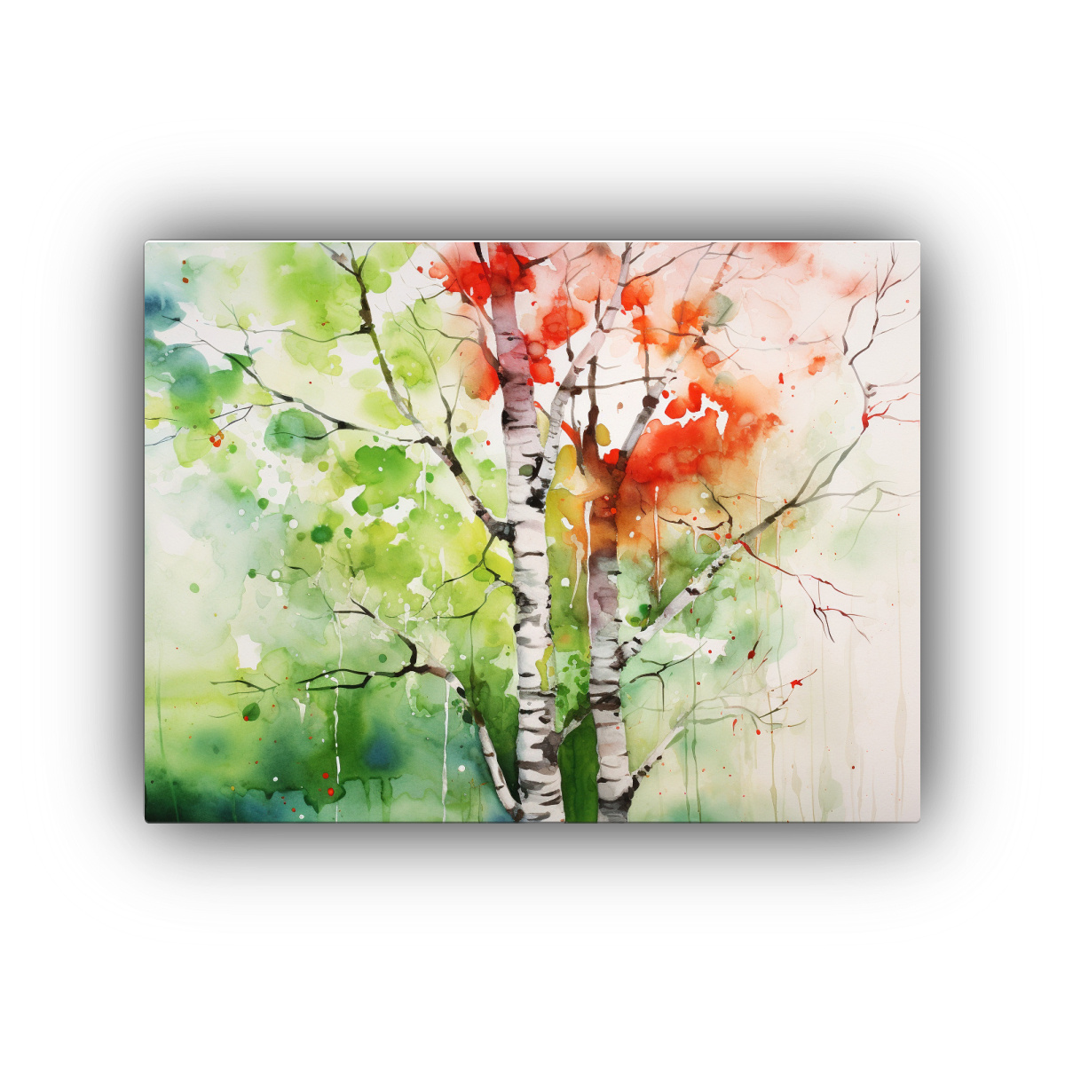 PINTURA ABSTRACTA DE UN ÁRBOL DE ABEDUL EN 60X40 CM - 1