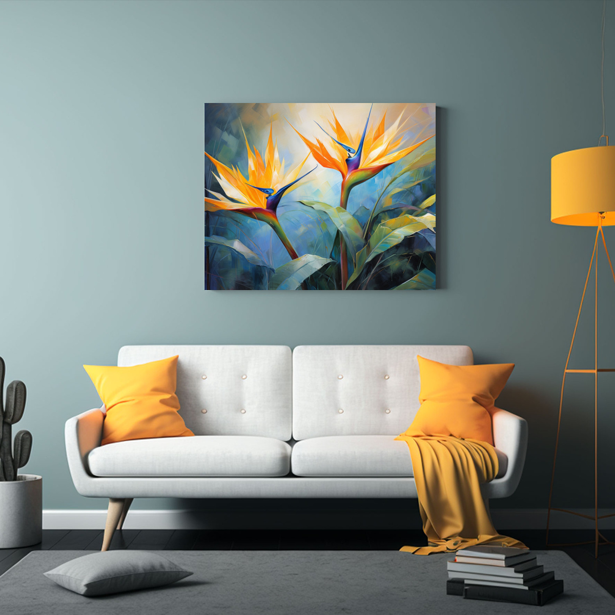 CUADRO ABSTRACTO DE FLORES DEL PARAÍSO BRILLANTES 65X50 CM - 2
