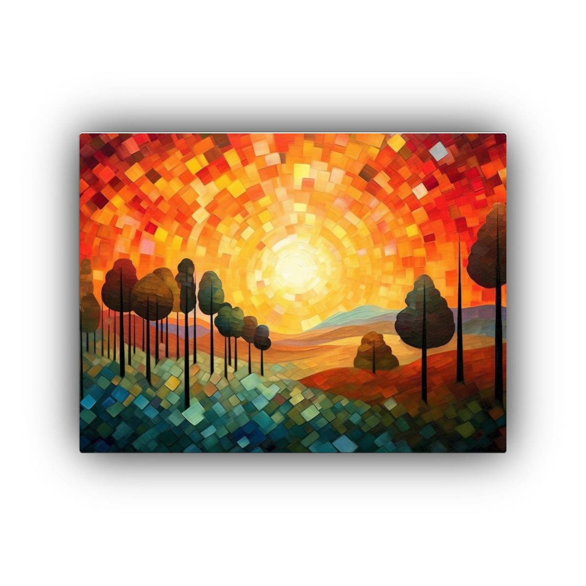 PAISAJE OTOÑAL ESTILO PAUL KLEE, ARTE EN CANVA 40X30 CM - 1