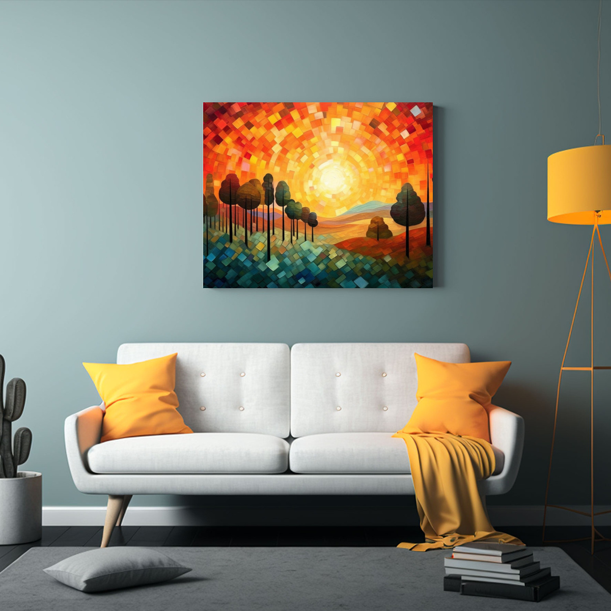 PAISAJE OTOÑAL ESTILO PAUL KLEE, ARTE EN CANVA 40X30 CM - 2