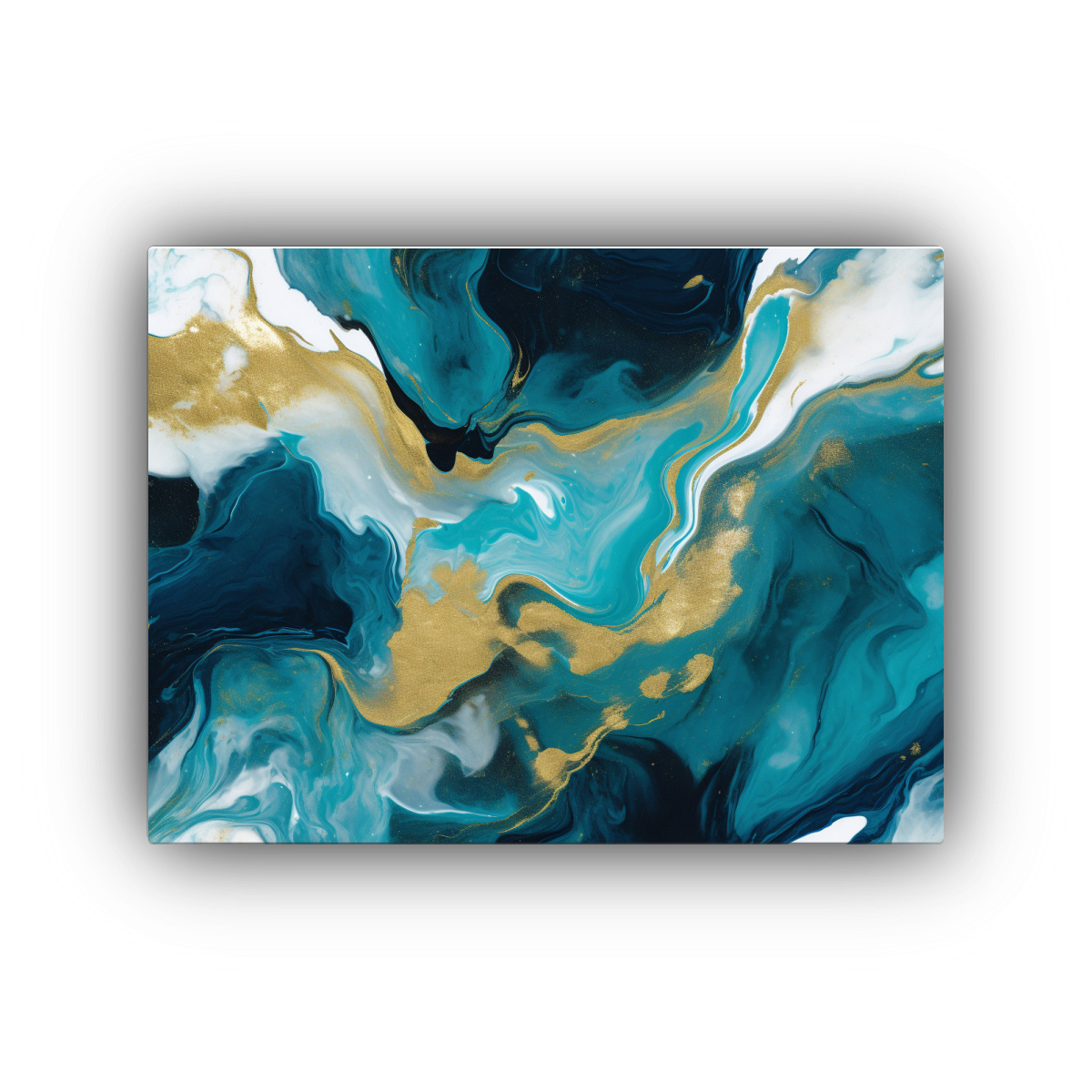 CUADRO DIBUJO BELLEZA ABSTRACTO AZUL Y DORADO, 50X40 CM - 1
