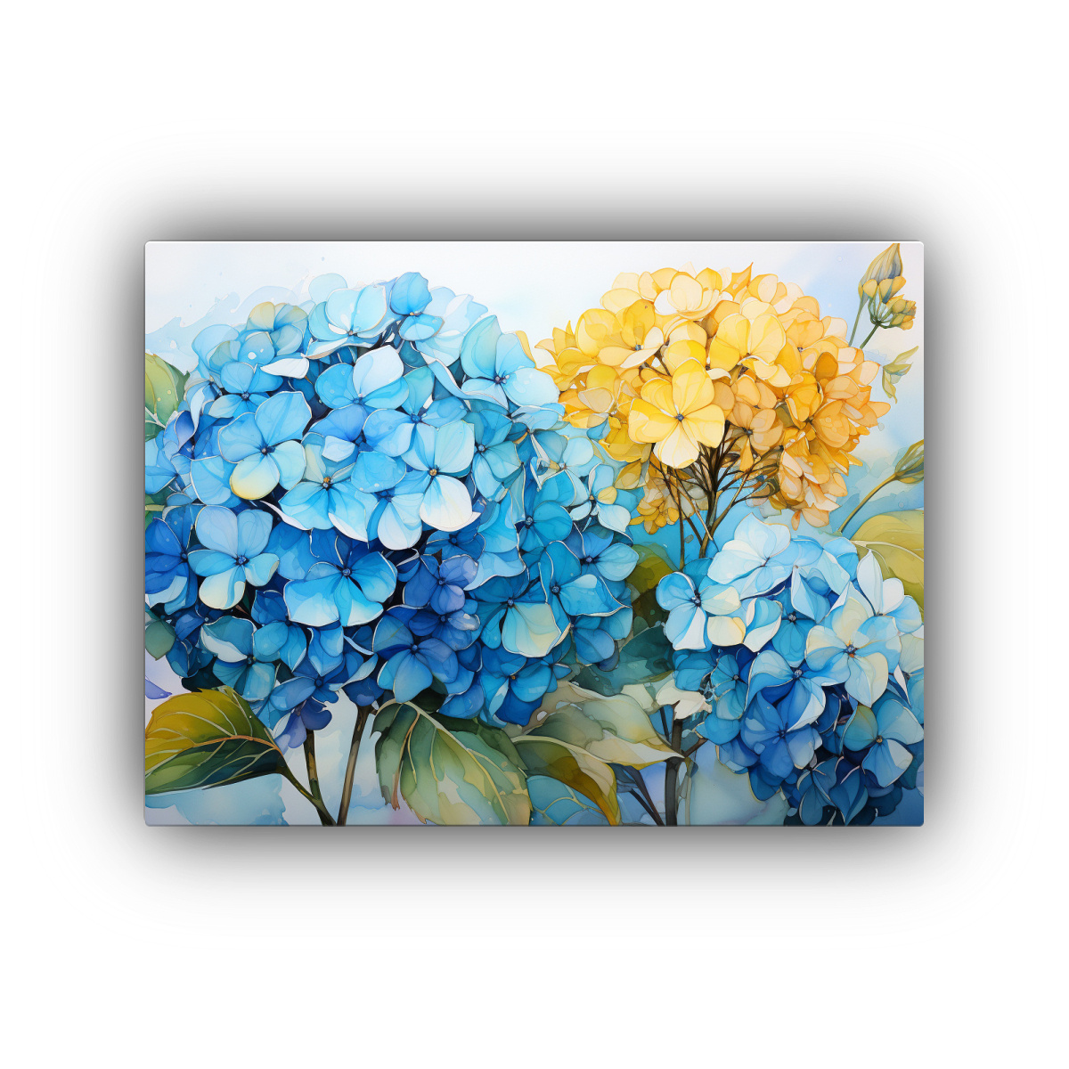 CUADROS ABSTRACTOS DE LIENZO CON HORTENSIAS 50X40 CM - 1