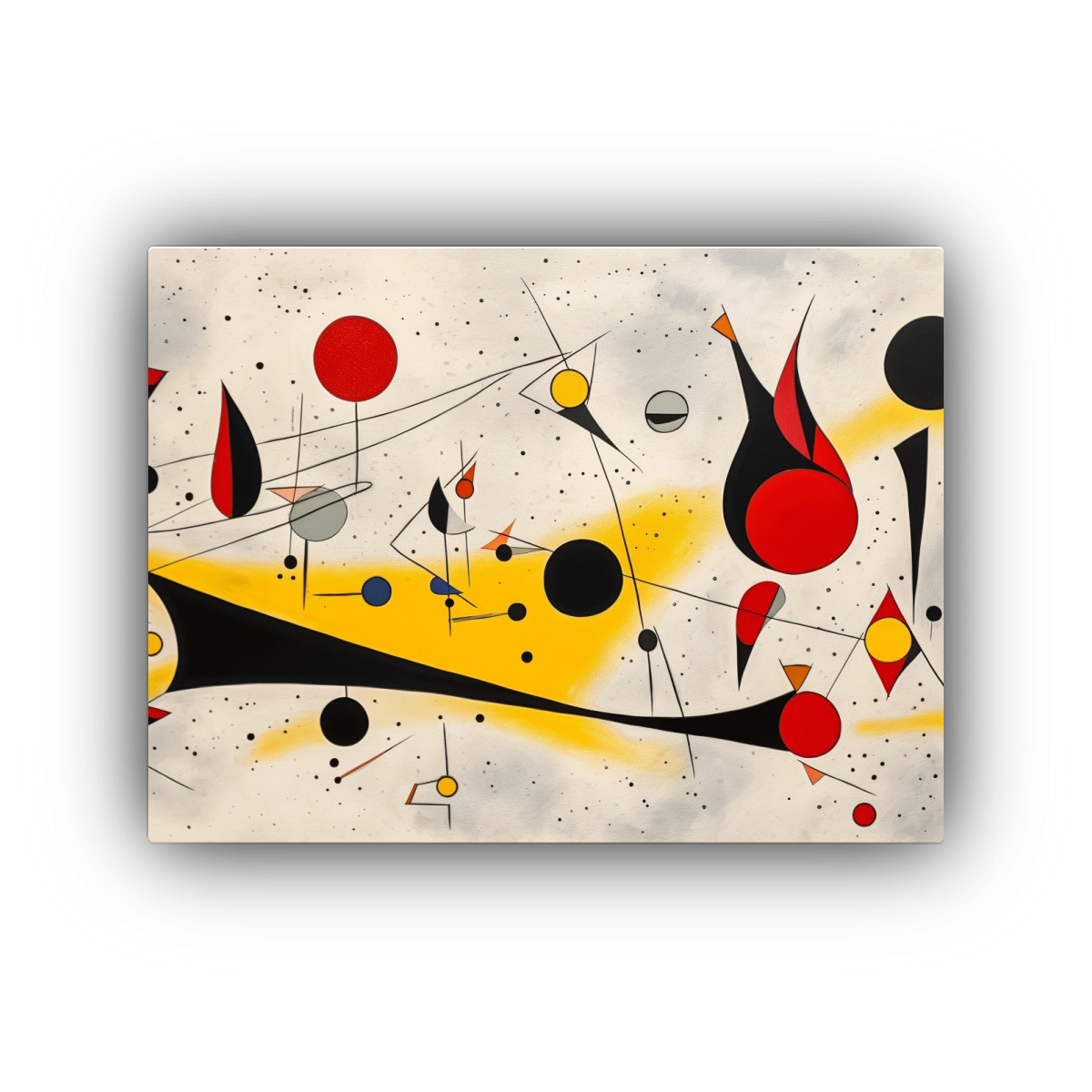 CUADRO ABSTRACTO ESTILO CALDER: LIENZO DE ÉPOCA. 75X50 CM - 1