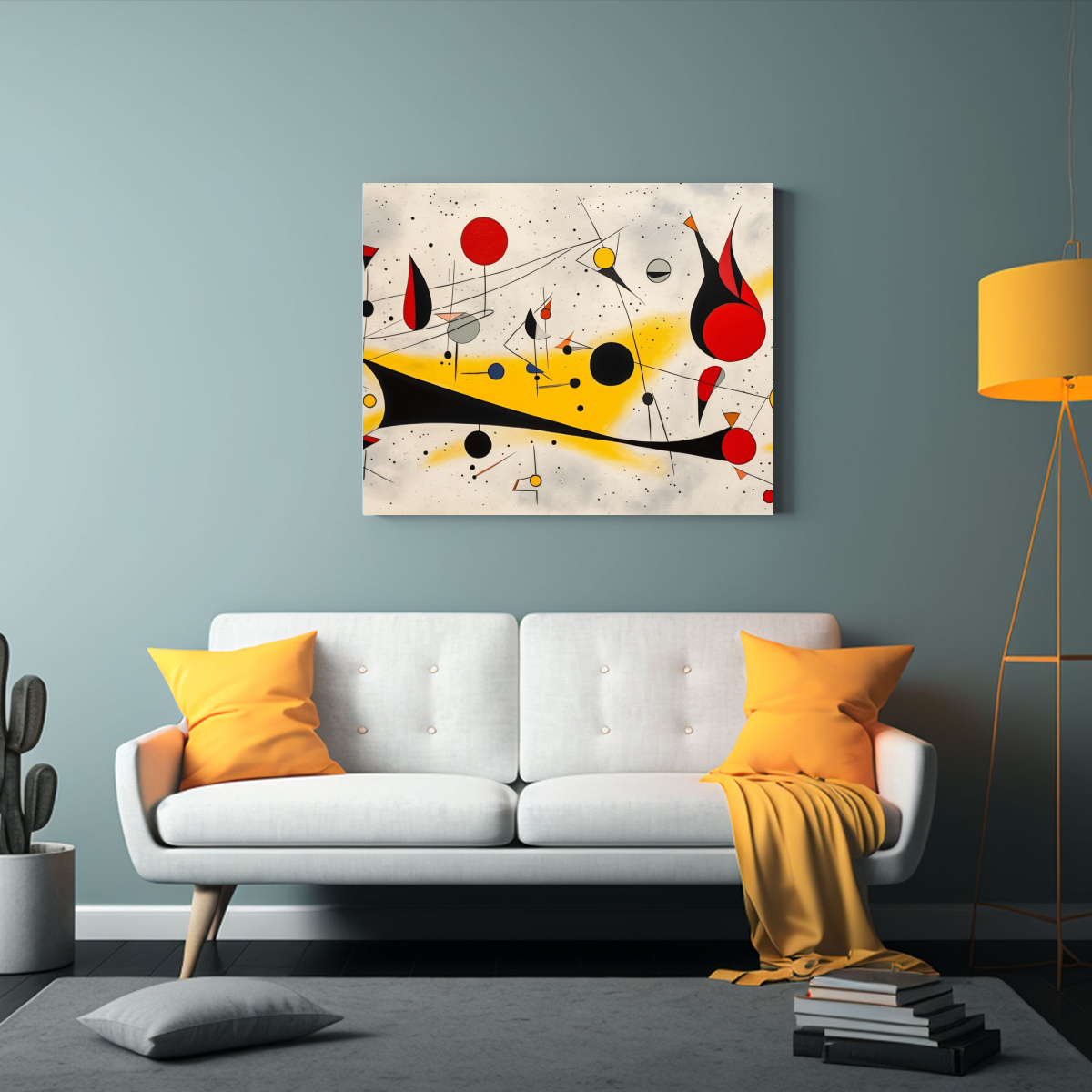 CUADRO ABSTRACTO ESTILO CALDER: LIENZO DE ÉPOCA. 75X50 CM - 2