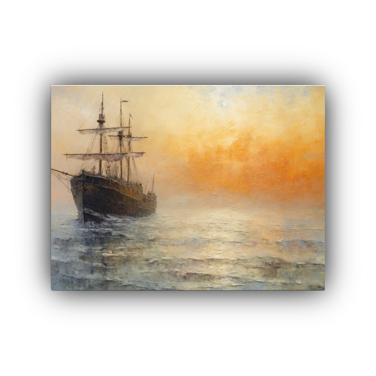 CUADRO MARINO BARCO COSTA IMPRESIONISTA ÓLEO 40X30 CM - 1