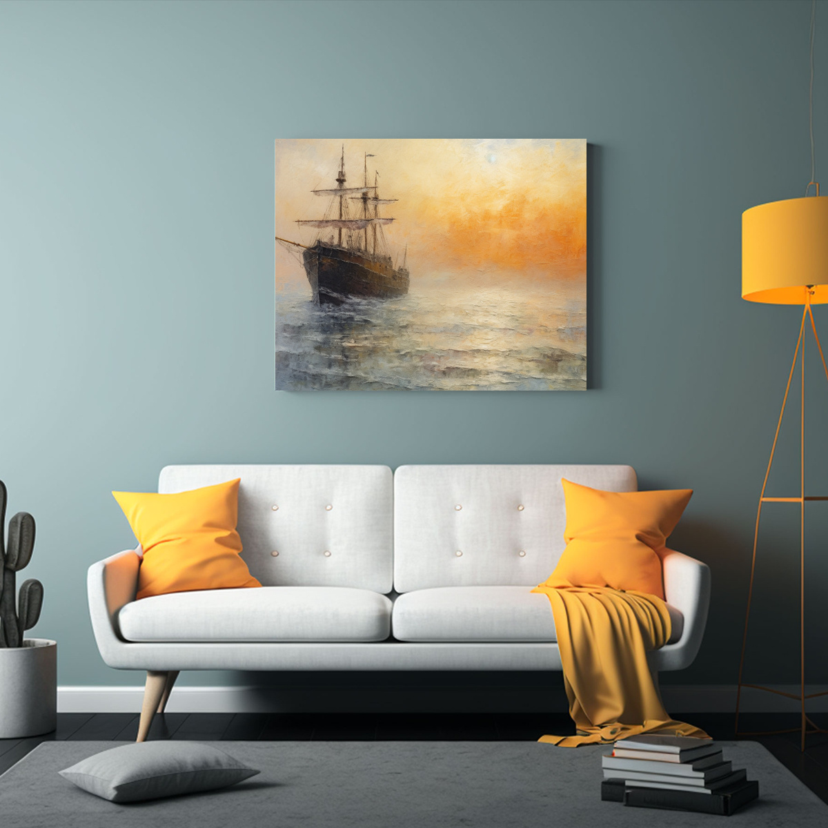CUADRO MARINO BARCO COSTA IMPRESIONISTA ÓLEO 40X30 CM - 2