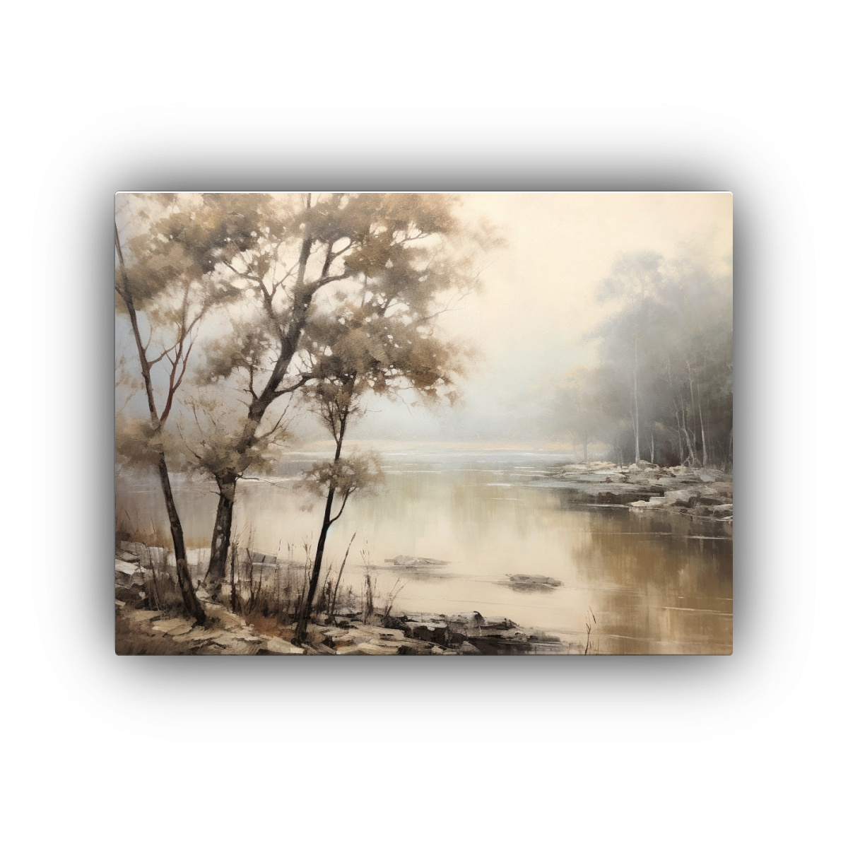 CUADRO ÁRBOLES JUNTO AGUA ESTILO FINAS LÍNEAS 40X30 CM - 1