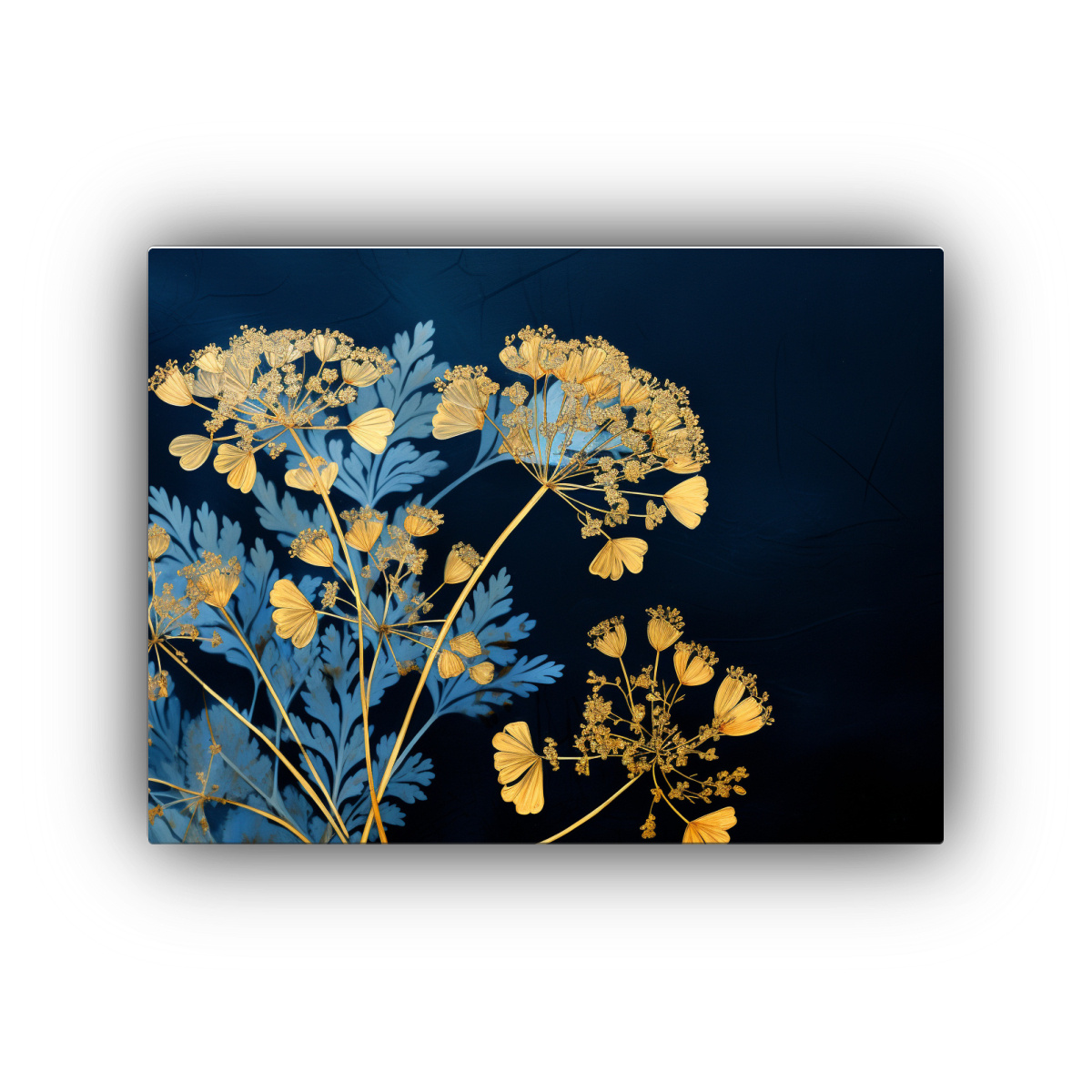 PAISAJES DE PEREJIL EN ORO Y AZUL: ARTE DE PARED 40X30 CM - 1