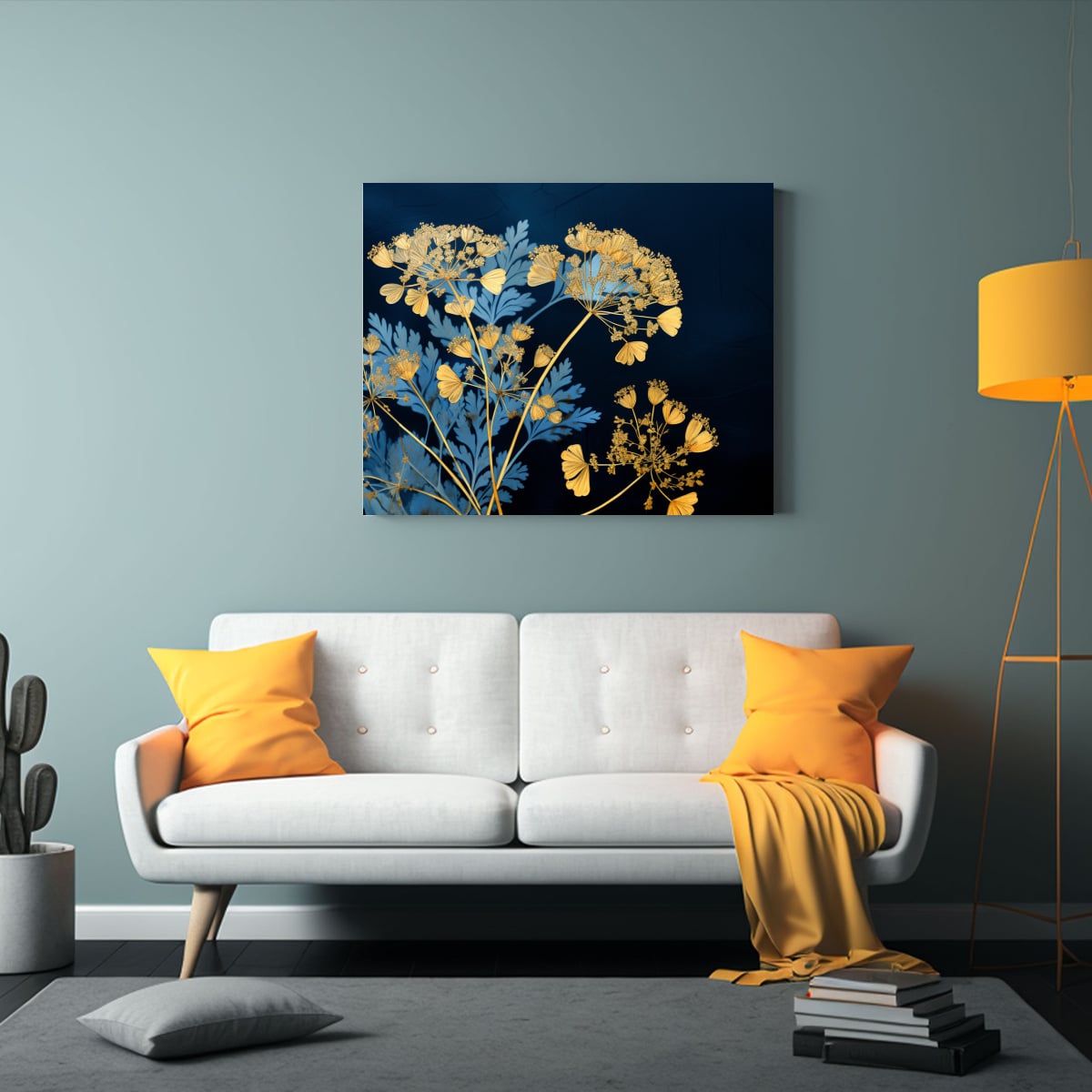 PAISAJES DE PEREJIL EN ORO Y AZUL: ARTE DE PARED 40X30 CM - 2