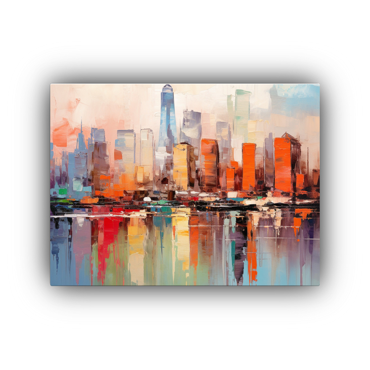 PINTURA CONTEMPORÁNEA DE UN HORIZONTE COLORIDO 120X80 CM - 1