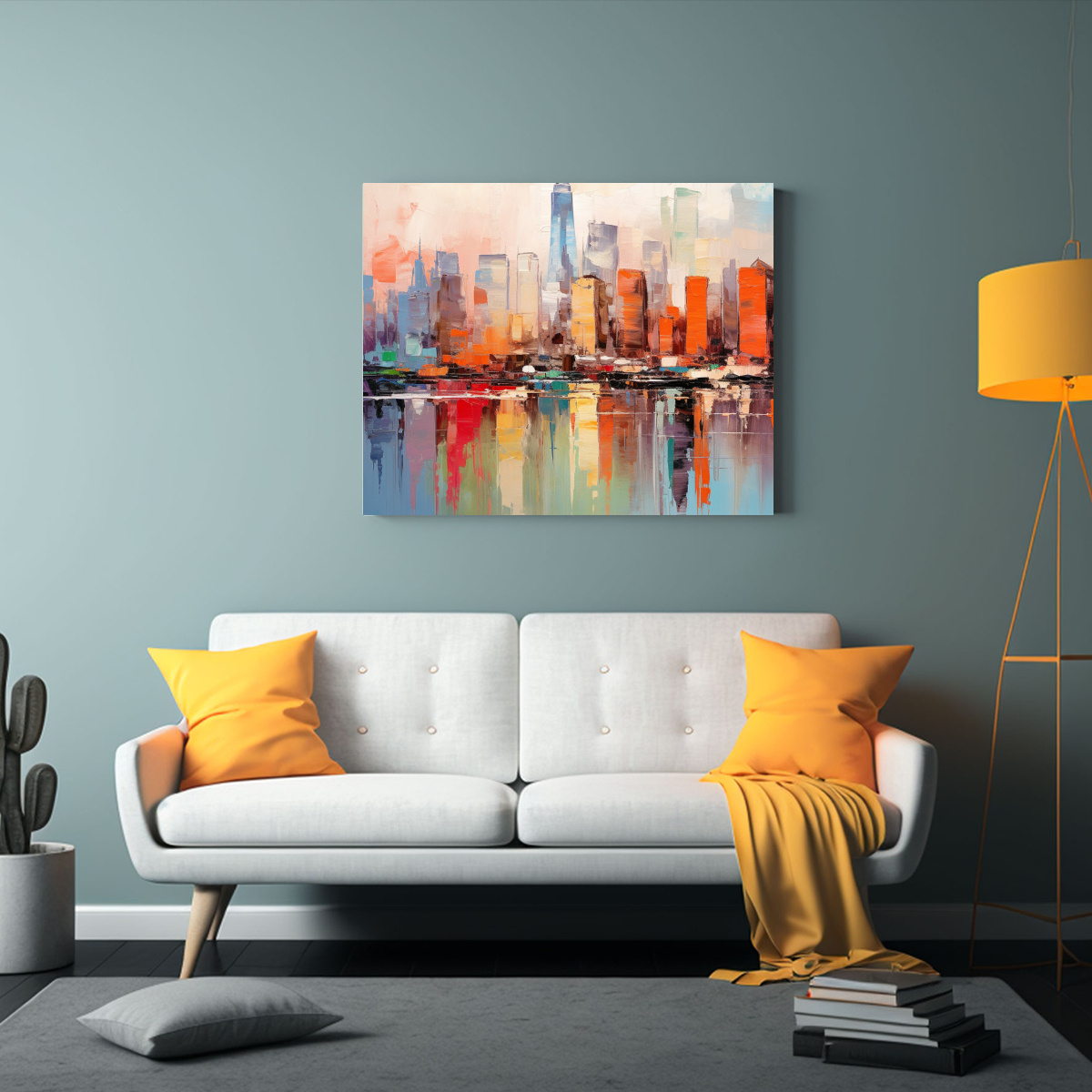 PINTURA CONTEMPORÁNEA DE UN HORIZONTE COLORIDO 120X80 CM - 2