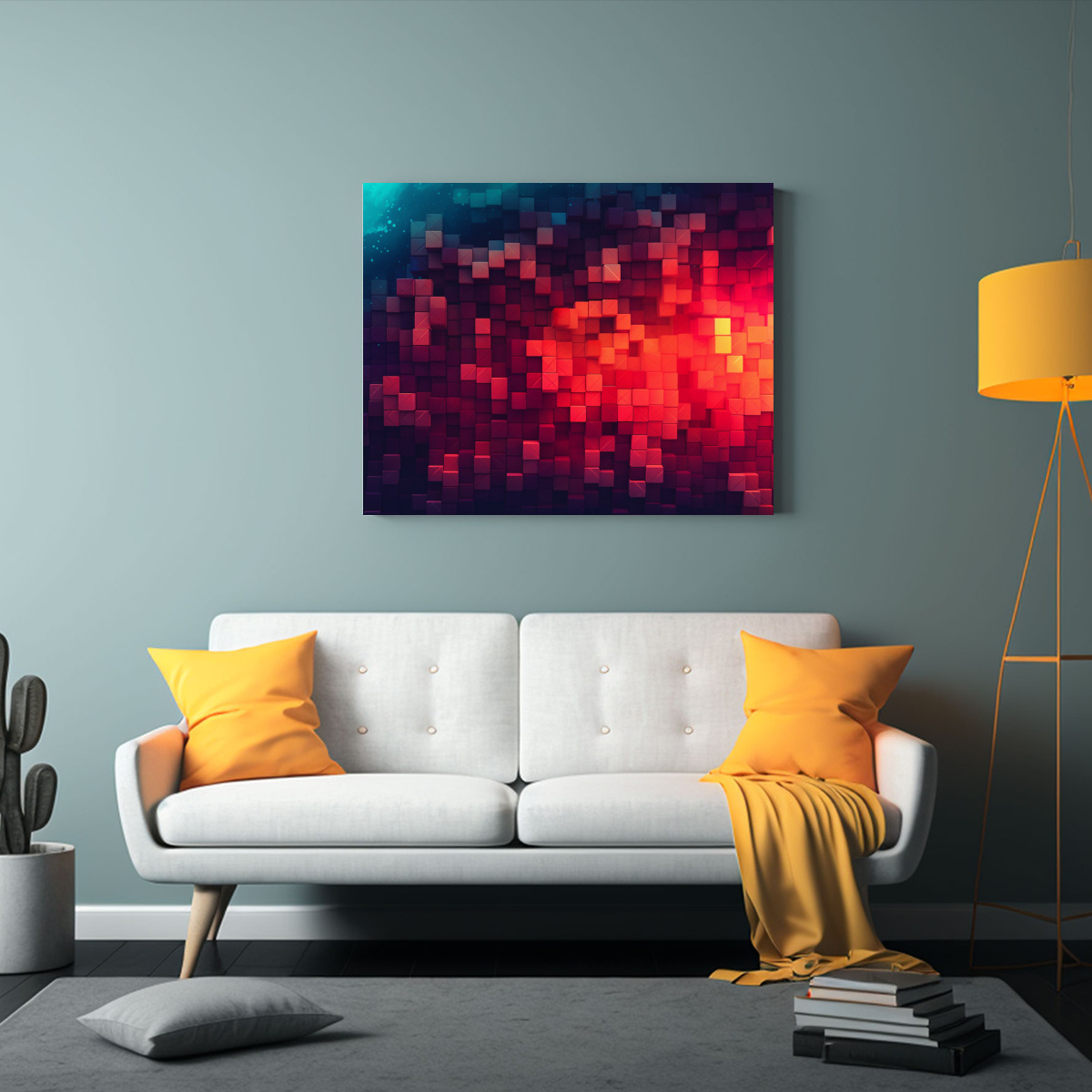 CUADRO ABSTRACTO COMBINANDO ROJO, NARANJA Y 30X20 CM - 2