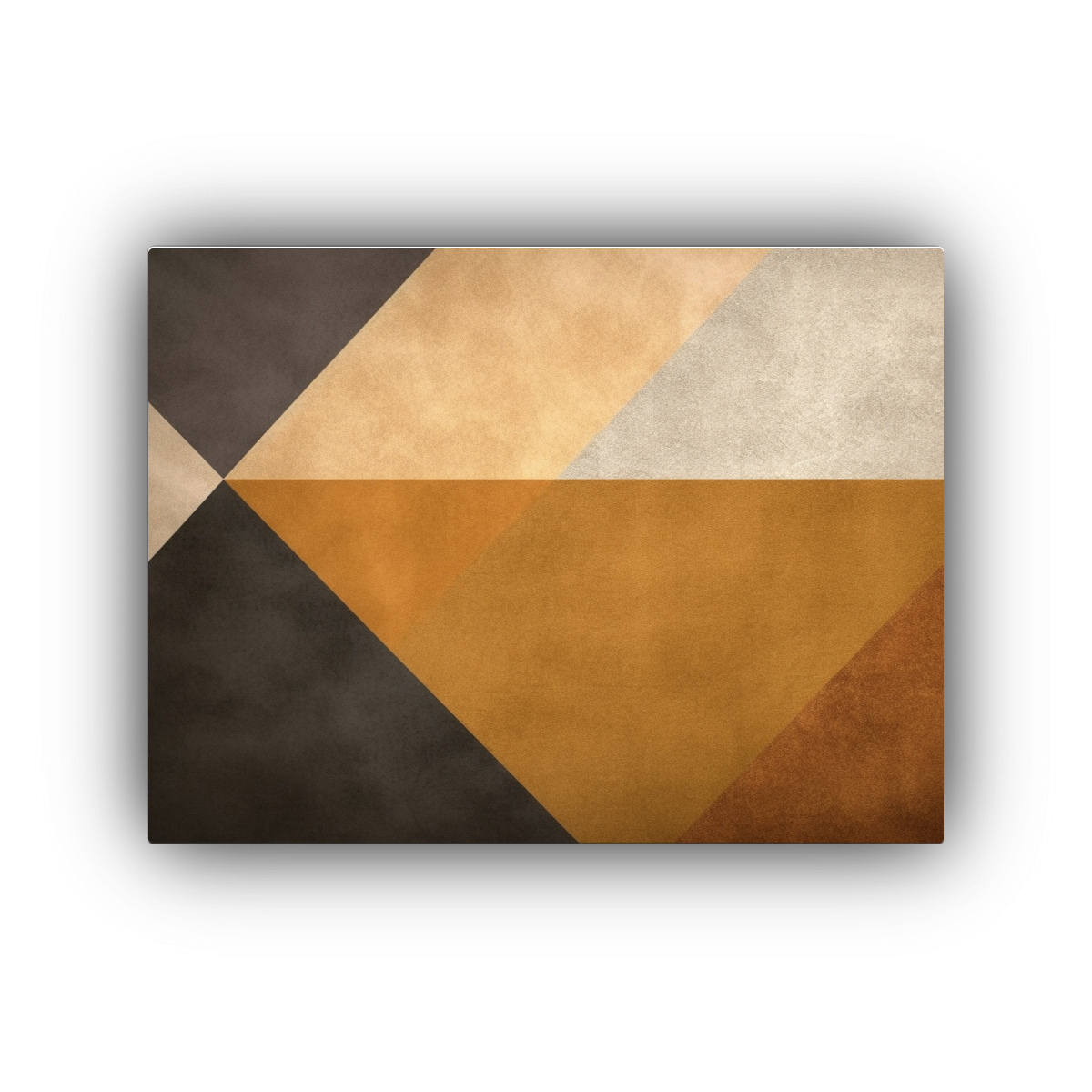 PINTURA DECORATIVA GEOMÉTRICA EN TONOS DORADOS Y 120X80 CM - 1