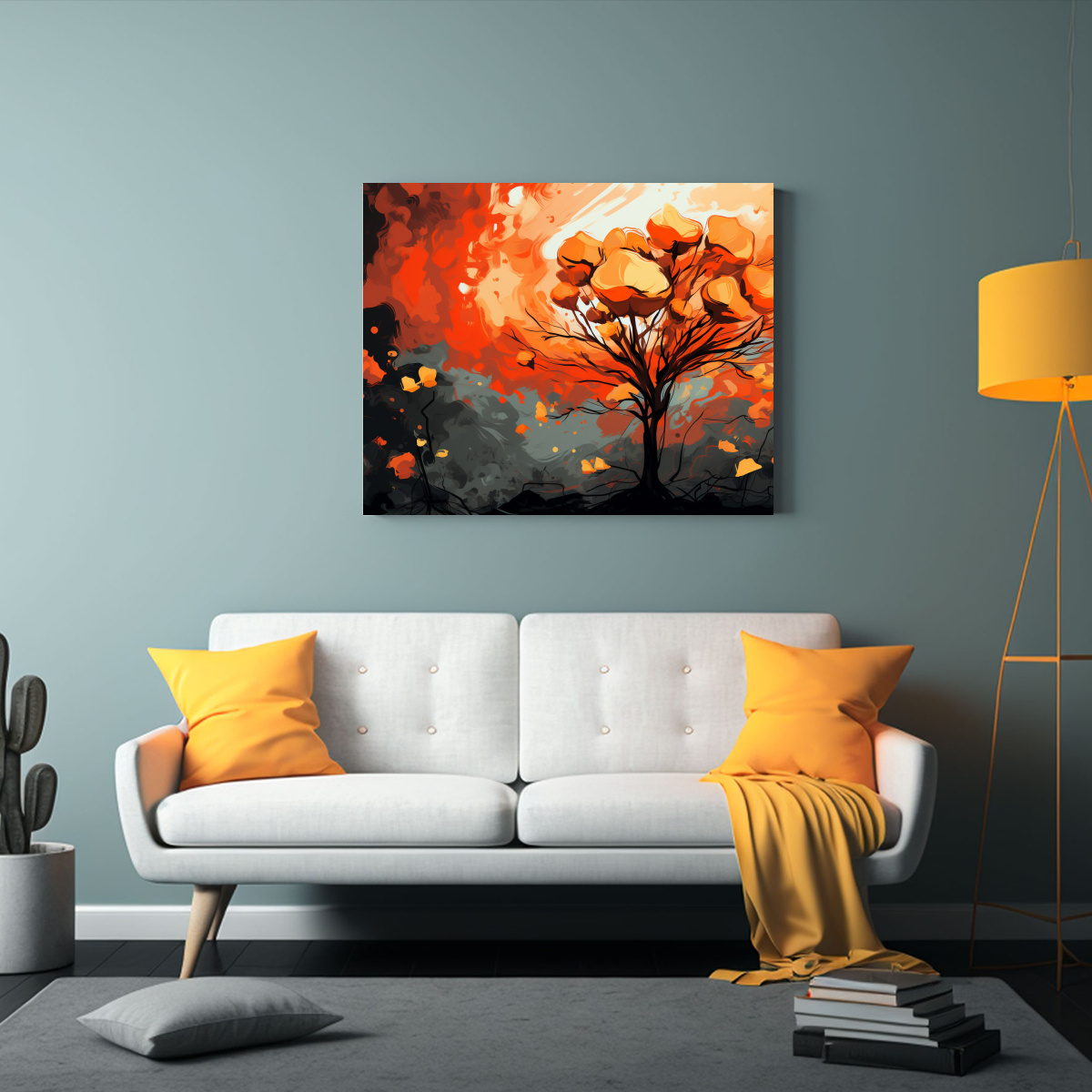 CUADRO DE ÁRBOL KAURI EN COLORES NARANJA 45X30 CM - 2