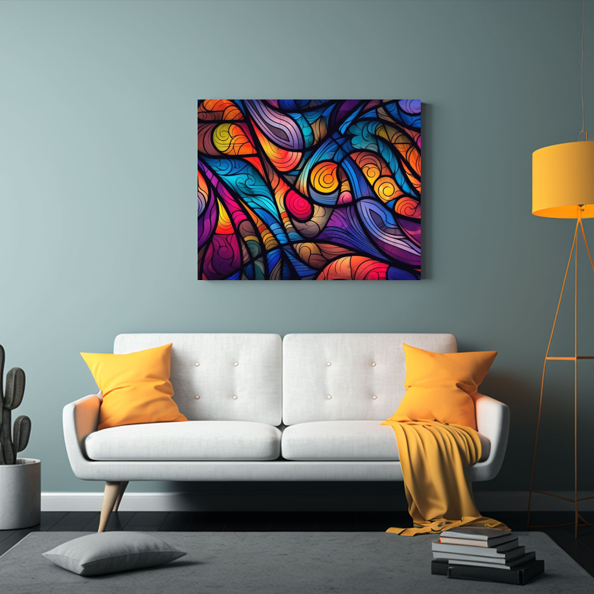 CUADRO TELA CANVAS BELLEZA VIDRIERA COLORES VIVOS 65X50 CM - 2