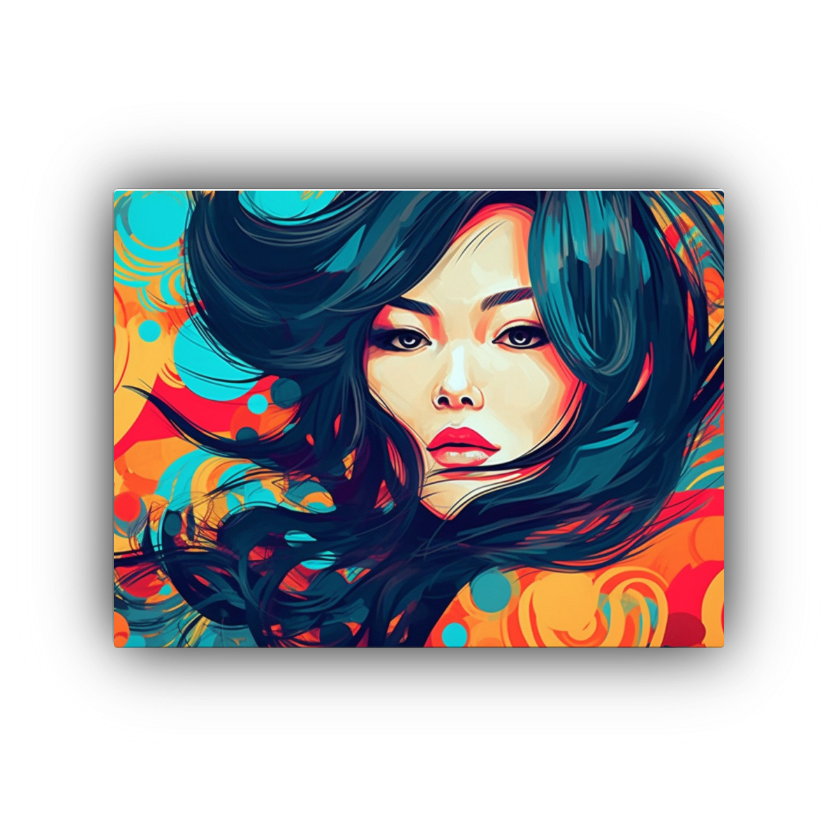 RETRATO ASIÁTICO MUJER MADURA EN PINTURAS 120X80 CM - 1