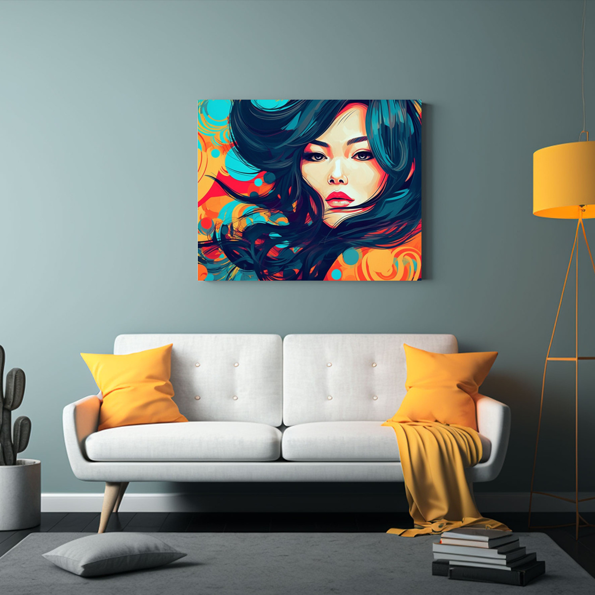 RETRATO ASIÁTICO MUJER MADURA EN PINTURAS 120X80 CM - 2