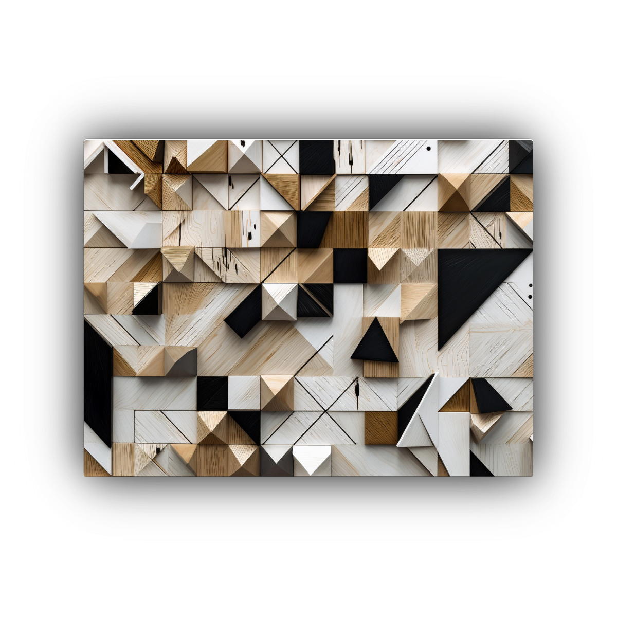 PINTURA ABSTRACTA BLANCO Y NEGRO CON FORMAS 45X30 CM - 1