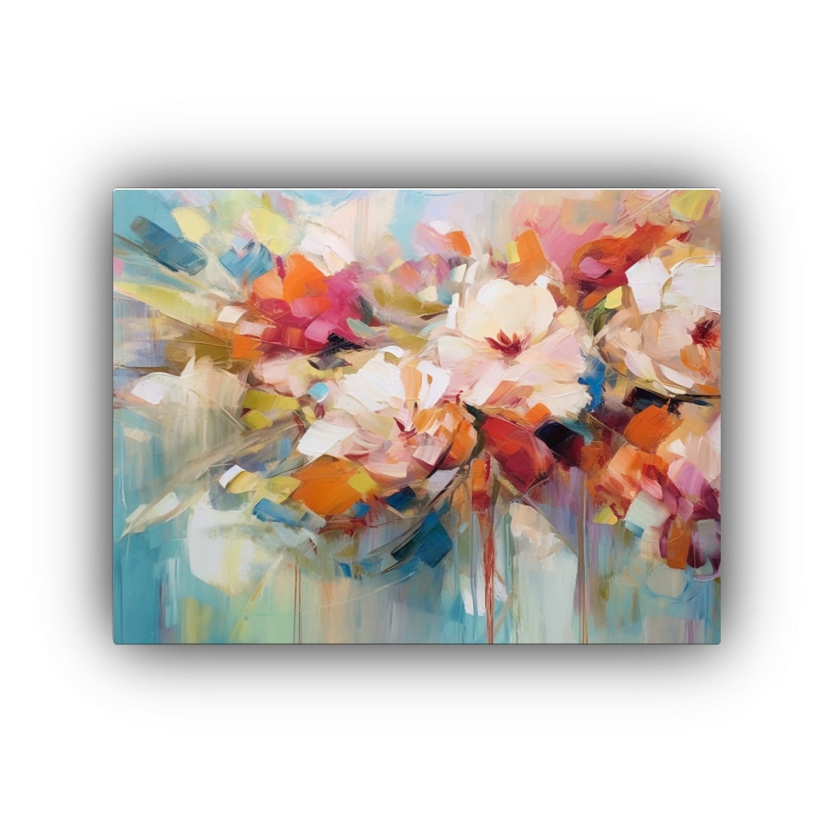 CUADRO DE FLORES EN JARRÓN PARA DECORACIÓN CON 75X50 CM - 1