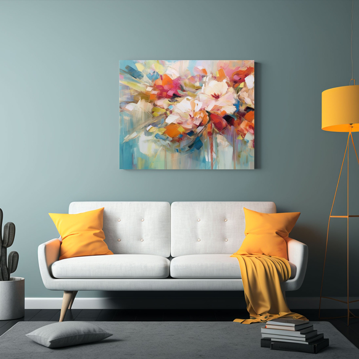 CUADRO DE FLORES EN JARRÓN PARA DECORACIÓN CON 75X50 CM - 2