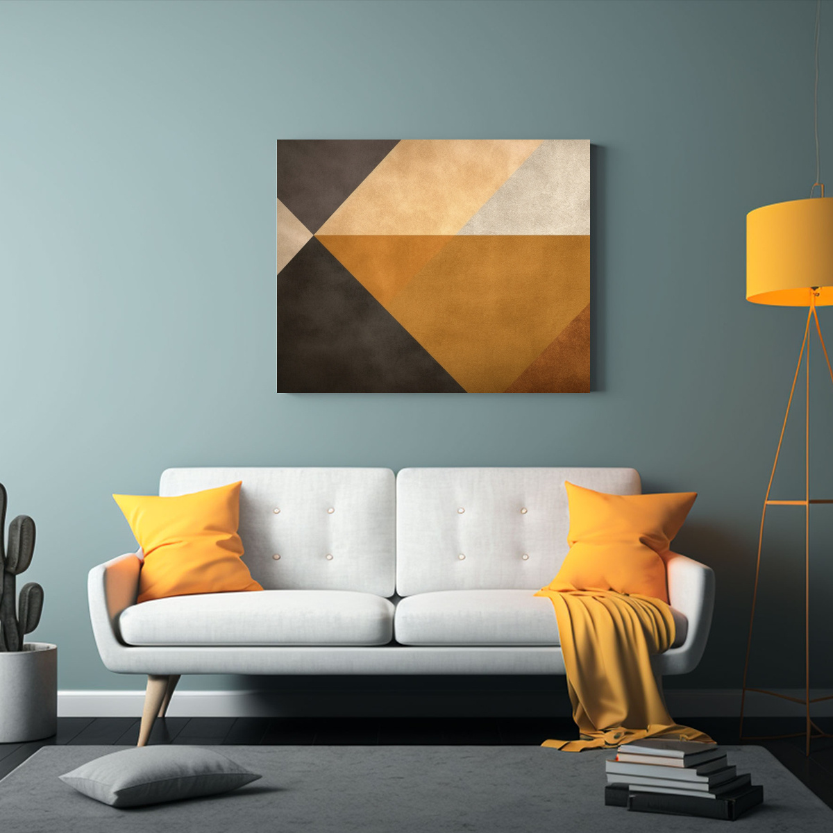 PINTURA DECORATIVA GEOMÉTRICA EN TONOS DORADOS Y 90X60 CM - 2