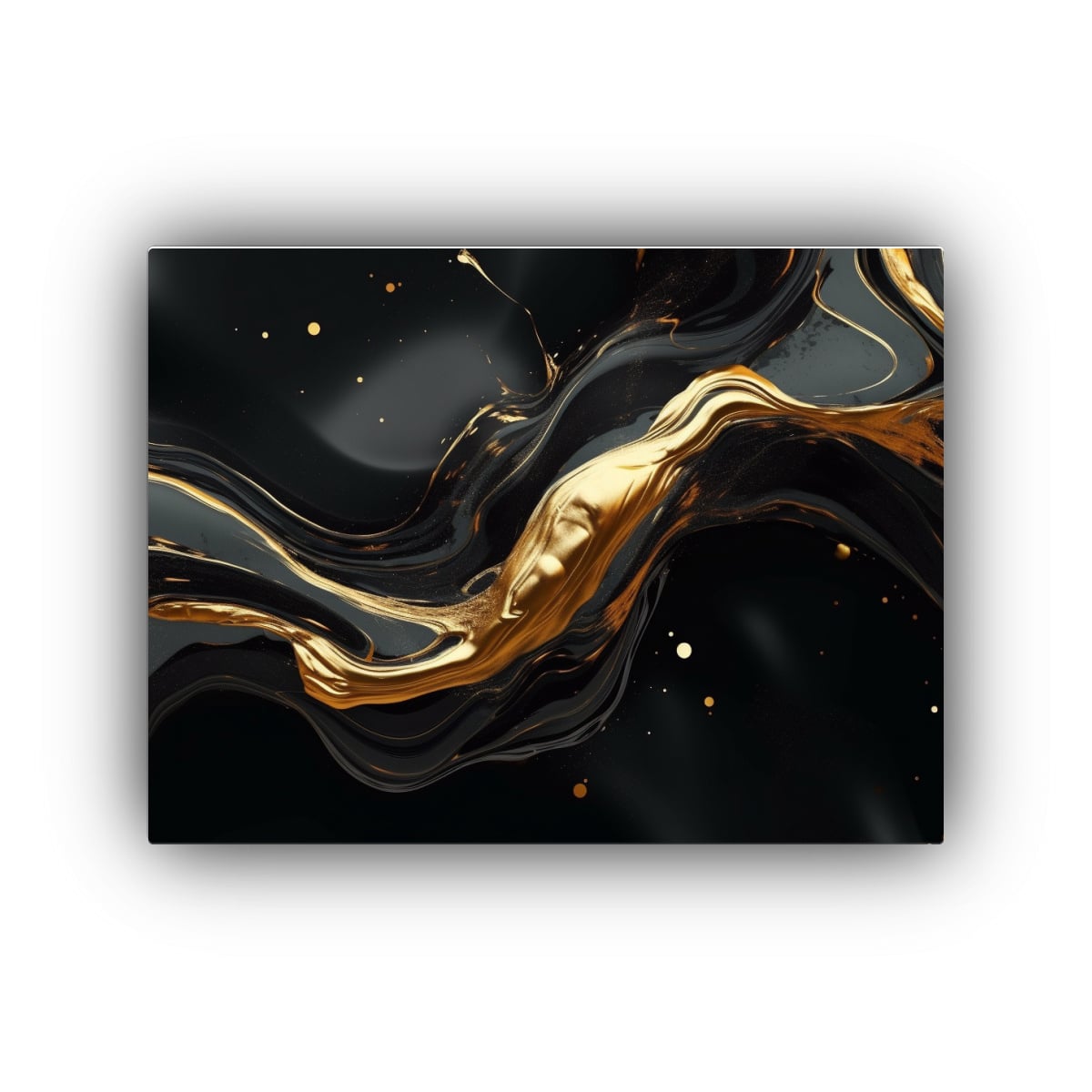 PINTURA ABSTRACTA 3D NEGRO DORADO TEXTURA 50X40 CM - 1