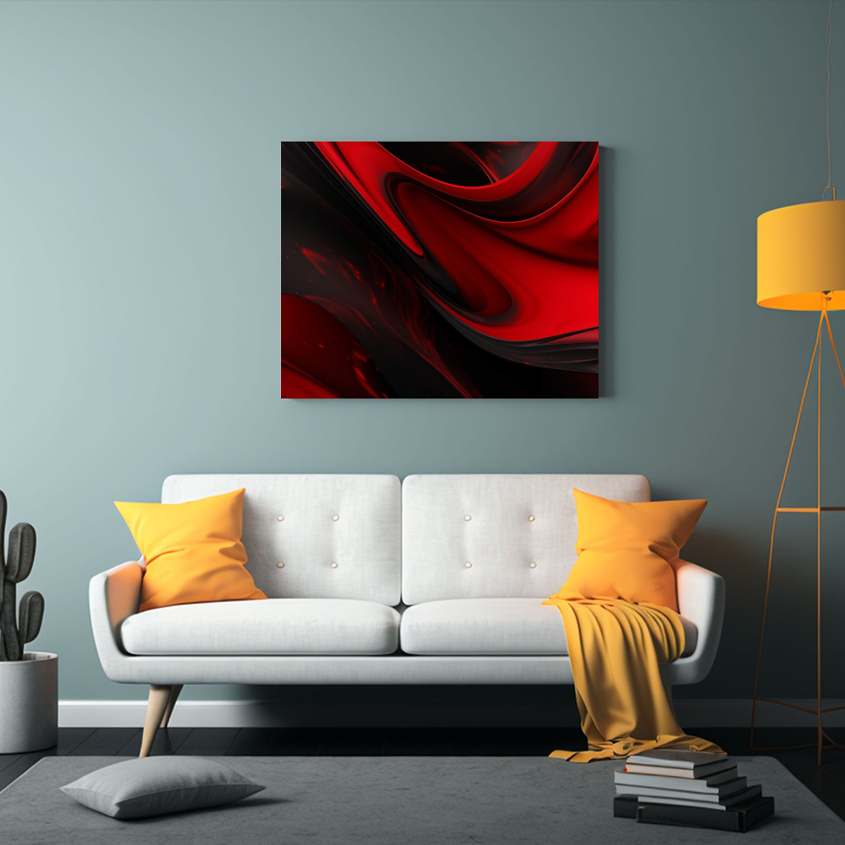 PINTURAS DECORATIVAS ABSTRACTAS EN NEGRO Y ROJO 75X50 CM - 2