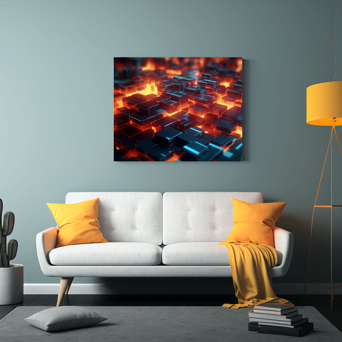 CUADRO ABSTRACTO 3D TECNOLOGÍA MODERNA FONDO 8K 90X60 CM - 2