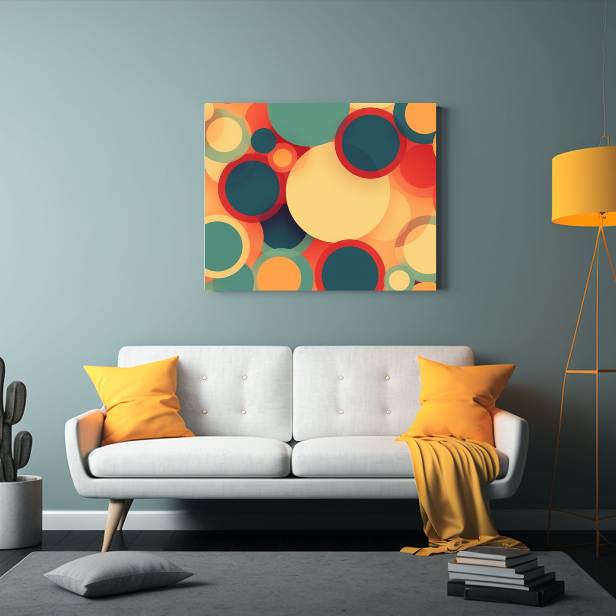 FONDO RETRO LIENZO CON CÍRCULOS COLORIDOS 75X50 CM - 2