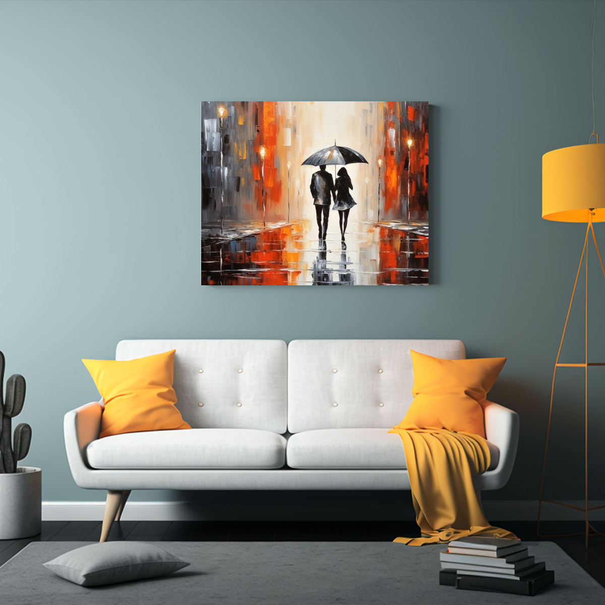 CUADRO ABSTRACTO RAINY MANHATTAN ROMANCE CON 120X80 CM - 2