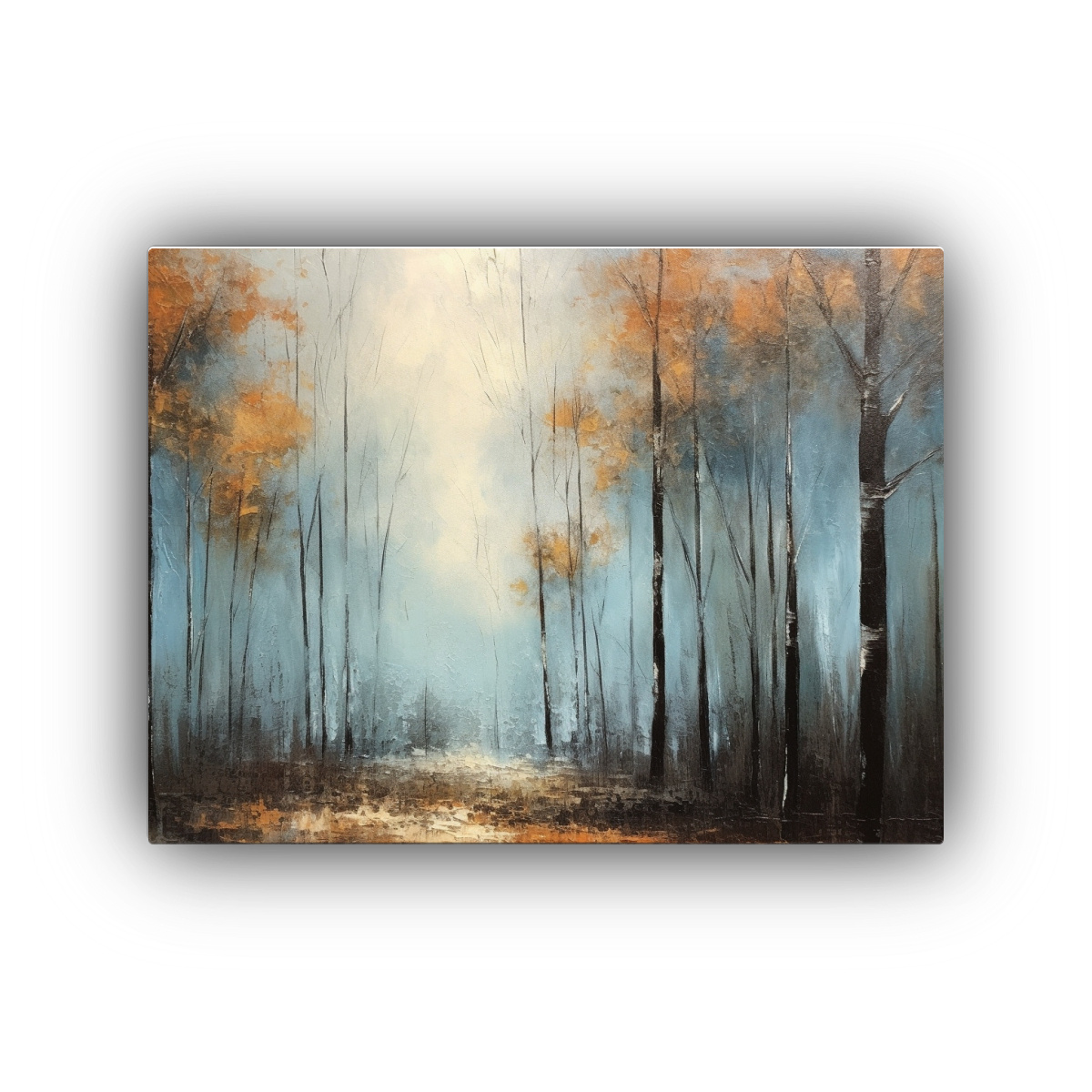 PINTURA DE ÁRBOLES CON HOJAS OTOÑALES AL ESTILO 90X60 CM - 1