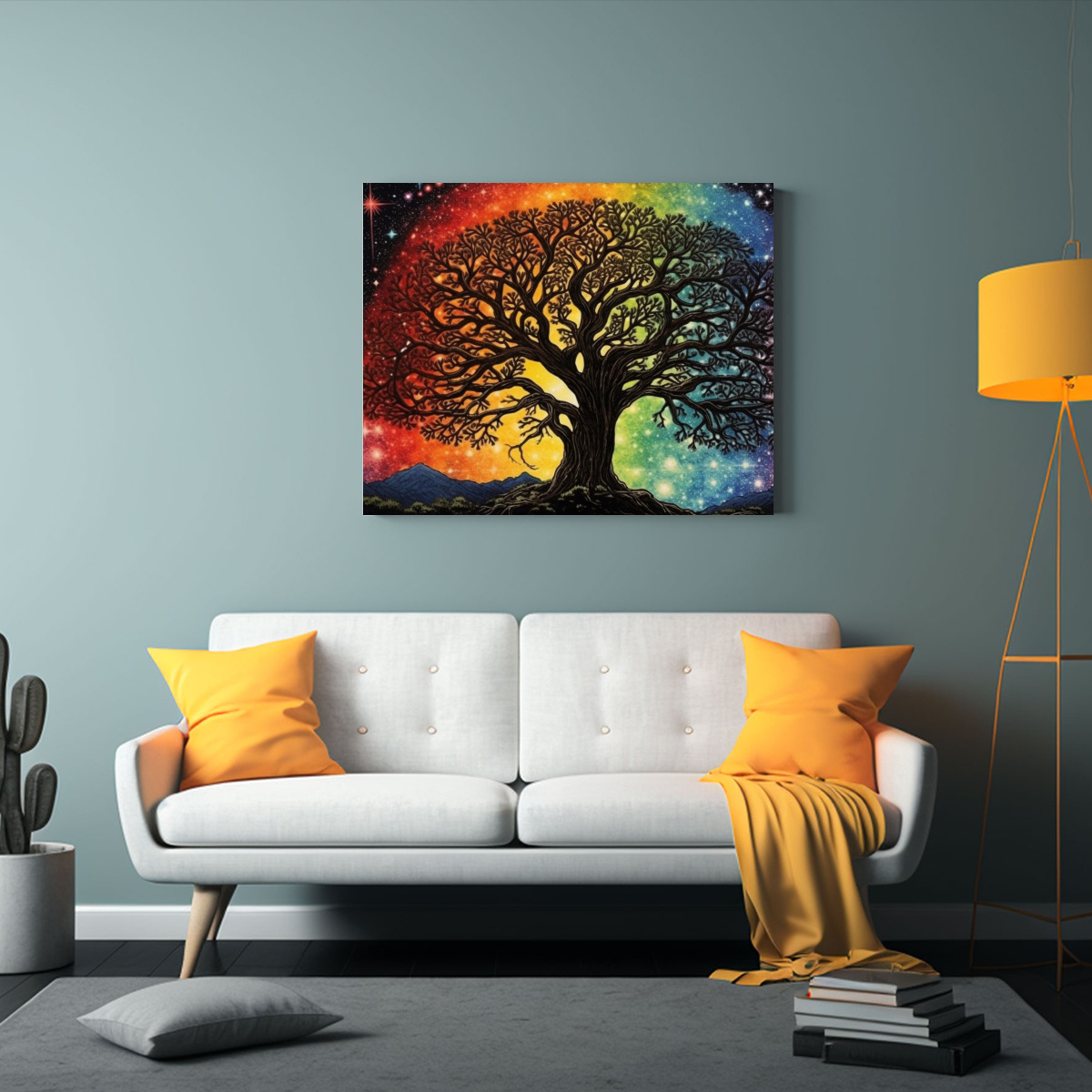 ARTE FOTOGRAFÍA LIVING: ARCOÍRIS EN CIELO 90X60 CM - 2