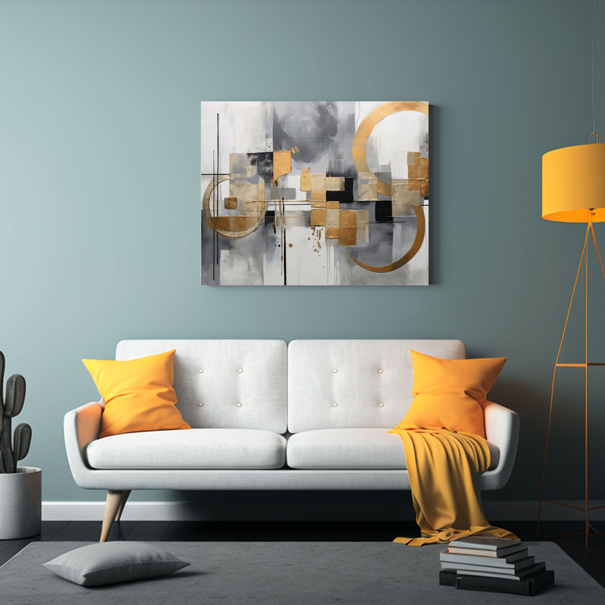 PINTURA ABSTRACTA DE HUELLAS DE PATAS EN TONOS DE 120X80 CM - 2